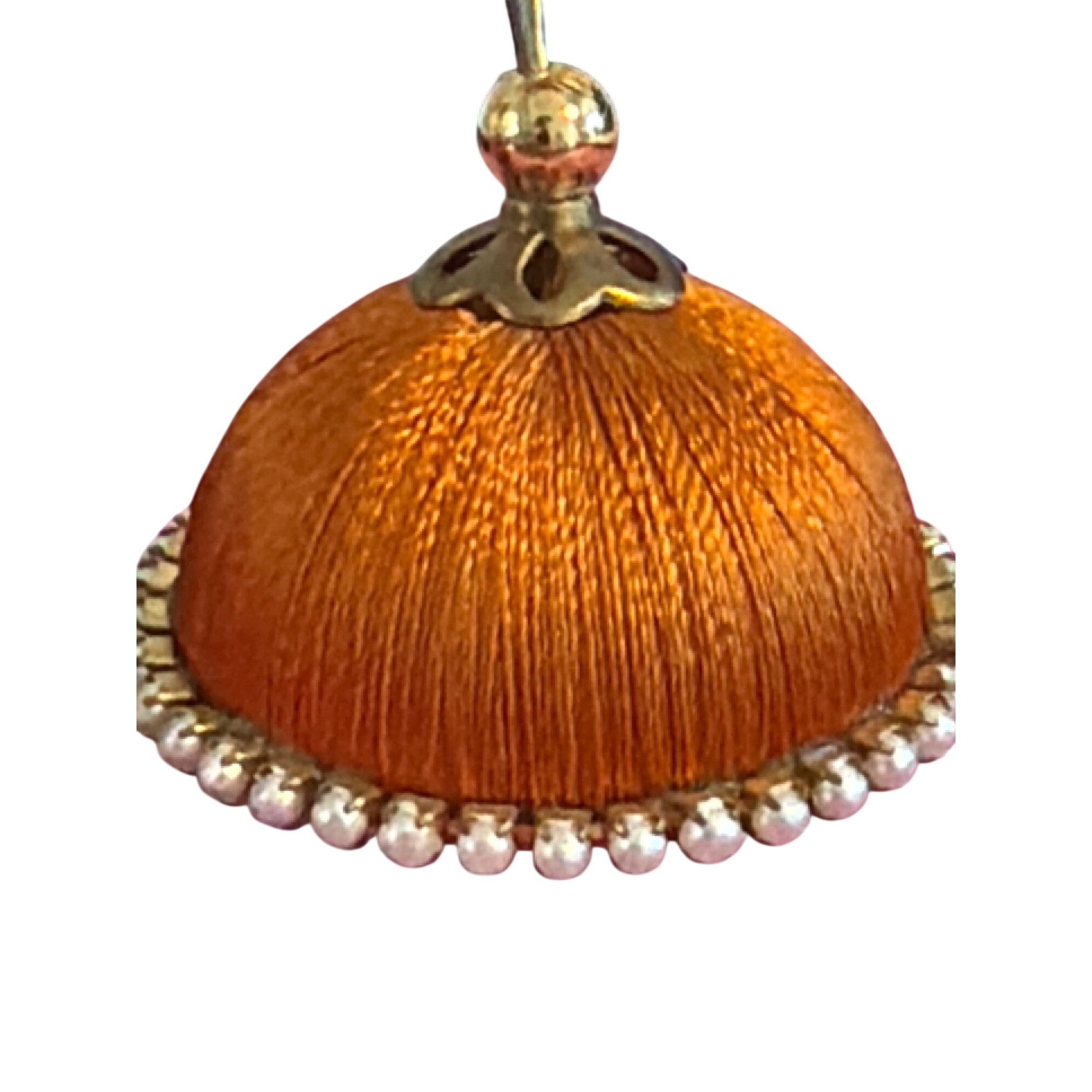 Other Vintage Orange Silk Thread Jhumka Earrings Red Floral Bolly Size ONE SIZE - 3 Thumbnail