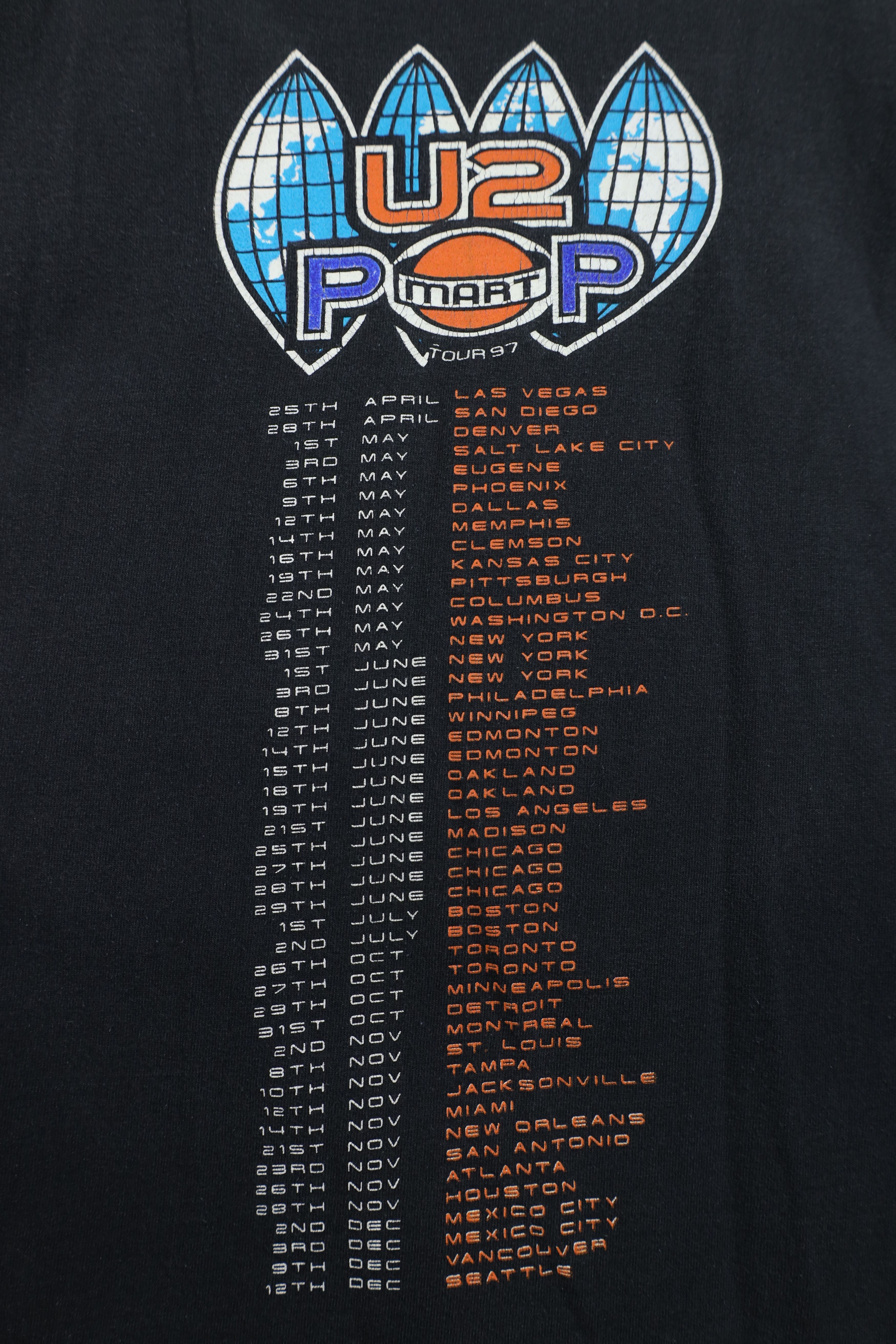 Vintage Vintage 90s 1997 Pop Mart Tour U2 Band Short Sleeve T-Shirt Size US XL / EU 56 / 4 - 12 Thumbnail