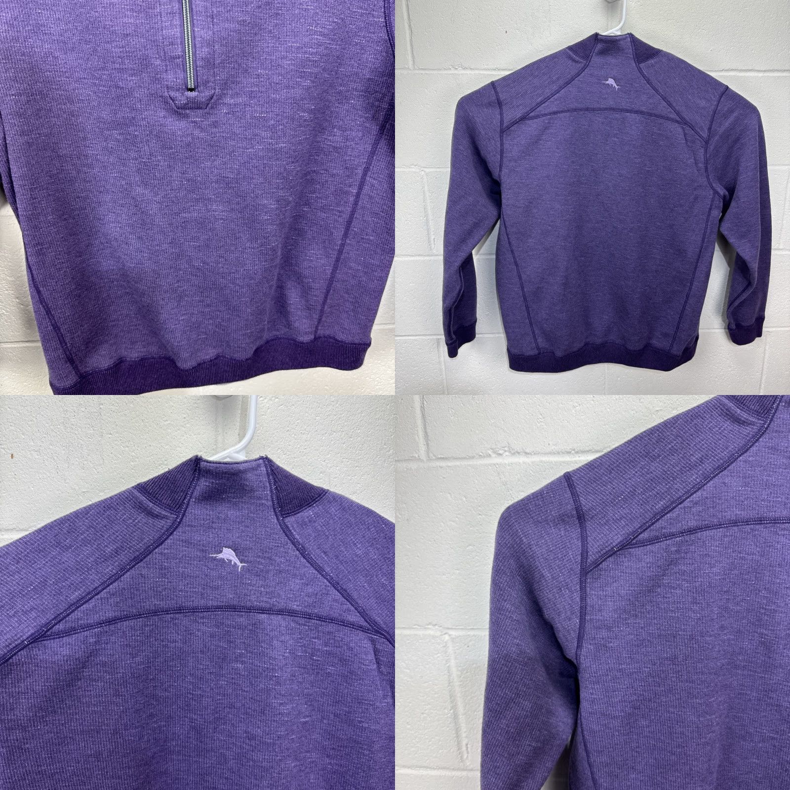 Tommy Bahama VINTAGE Tommy Bahama Men’s Sweater Knit Pullover 1/4 Zip Mock Neck Reversible Casual Outdoor Fall Winter Large Purple Gray Size US L / EU 52-54 / 3 - 8 Thumbnail