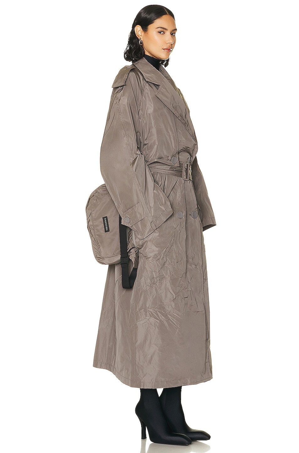 Balenciaga o1bcso1str1124 Packable Trench Coat in Dark Grey Size XS / US 0-2 / IT 36-38 - 2 Thumbnail