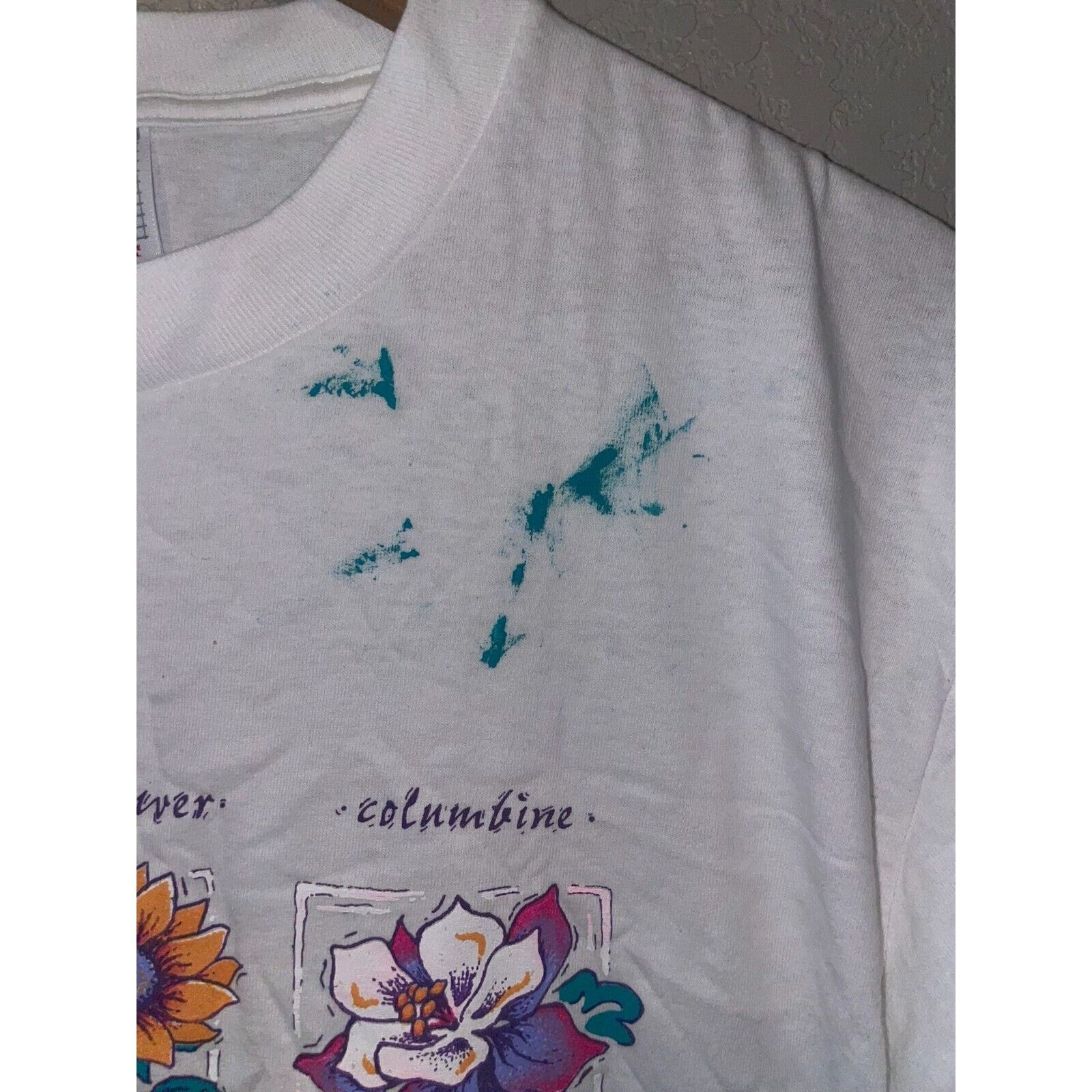 Jerzees Vintage Misprint Shirt South Dakota Flowers White Test Print Size US M / EU 48-50 / 2 - 5 Thumbnail