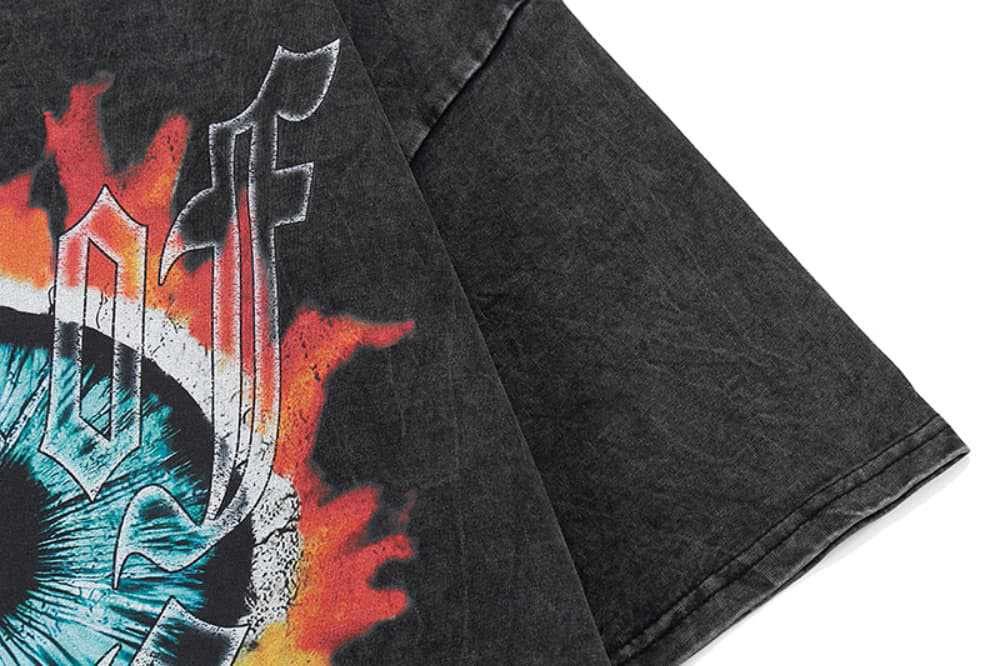 Japanese Brand × Vintage Creative eye flame print distressed washed tee Size US L / EU 52-54 / 3 - 5 Thumbnail