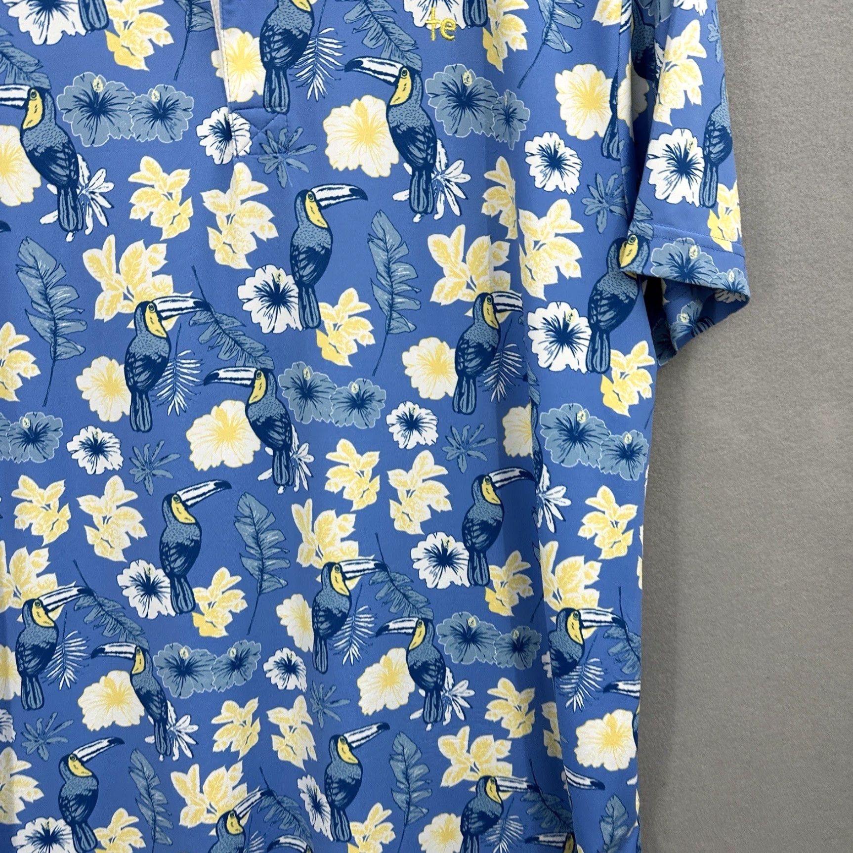 Vintage Tipsy Elves Polo Golf Shirt Mens L Floral Toucan Blue Short Sleeve Preppy Aloha Bird Beach 90s Mens Size US L / EU 52-54 / 3 - 6 Thumbnail