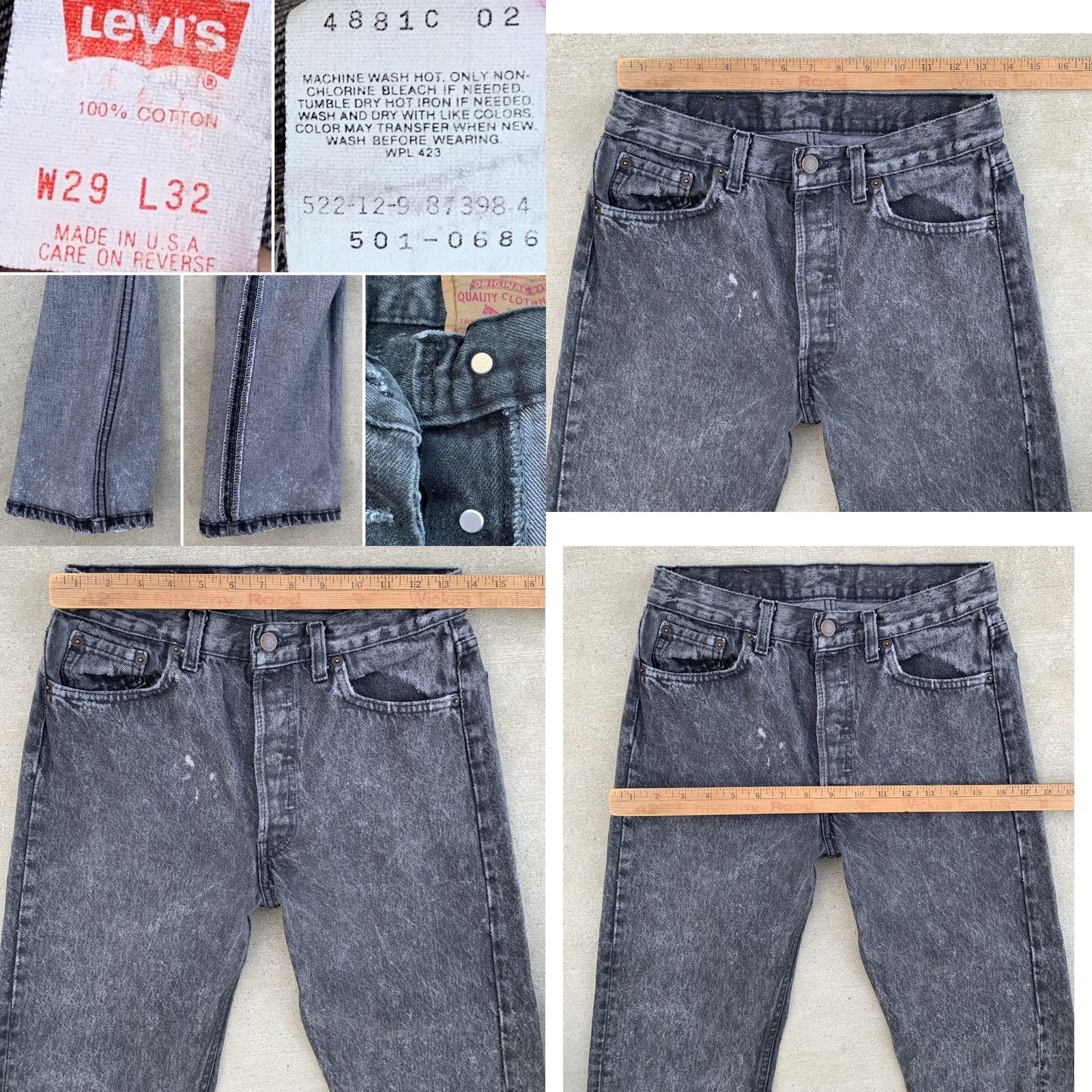 Levi's Vintage Levi's 501 Jeans Button Fly Faded Black Size 29 Regular Men Jeans 5-Pocket Distressed Inseam 31.75in Cotton Denim USA Made Rise 10-12in Size US 29 - 11 Thumbnail