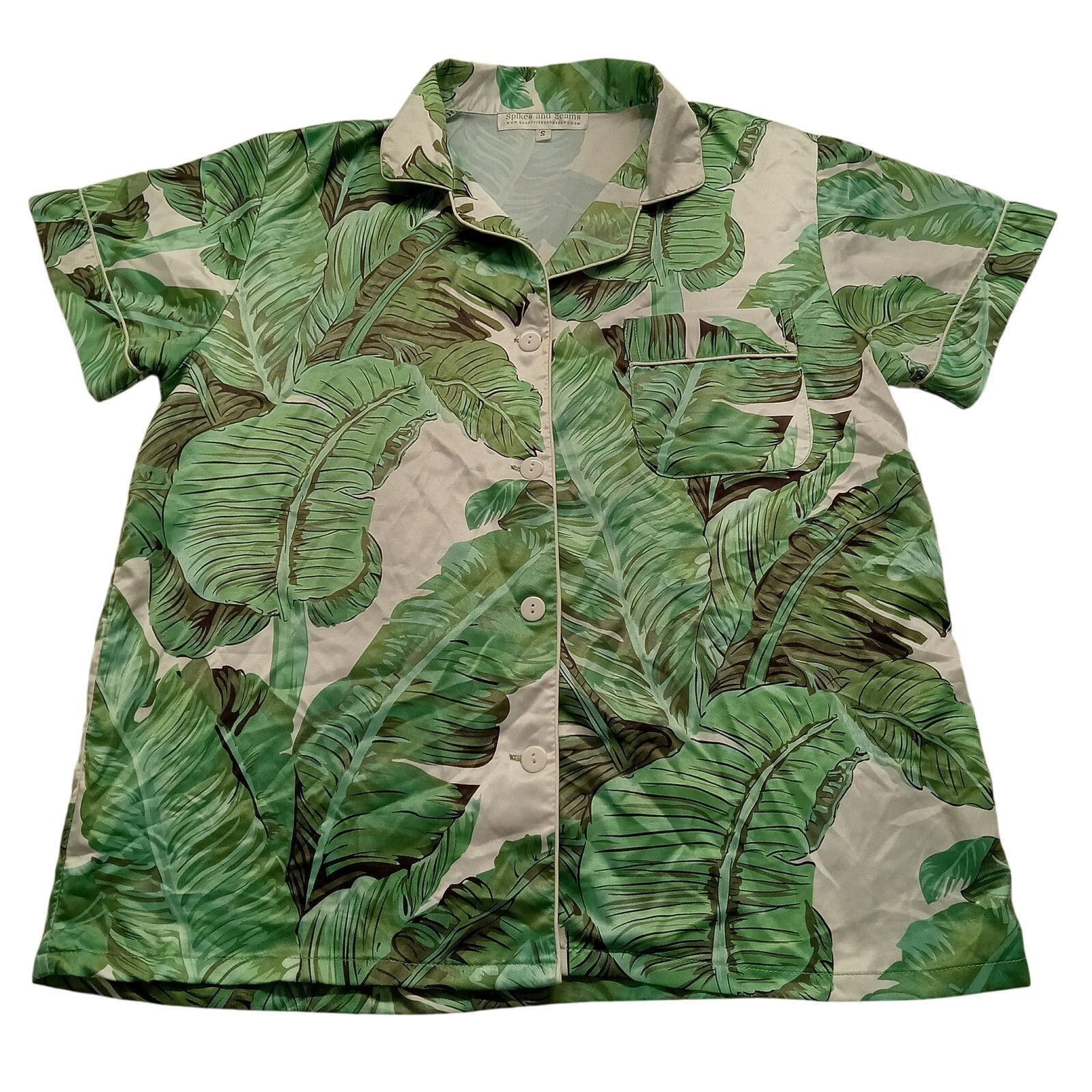 & Other Stories Spikes And Seams Pajama Top S Women's Short Sleeve Silky Size S / US 4 / IT 40 - 1 Thumbnail