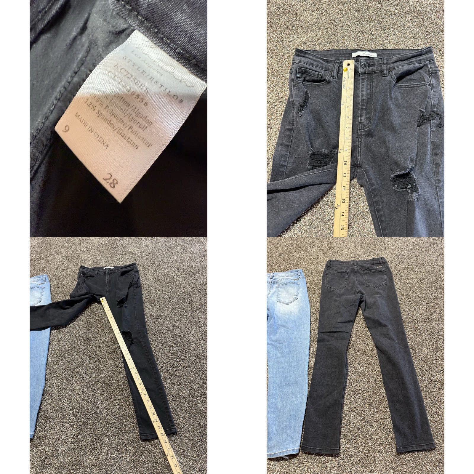Vintage Kancan Women's Jeans Size 28 Blue Distressed Skinny Denim Lot Of 2 - 9/28 Size 28" / US 6 / IT 42 - 9 Thumbnail