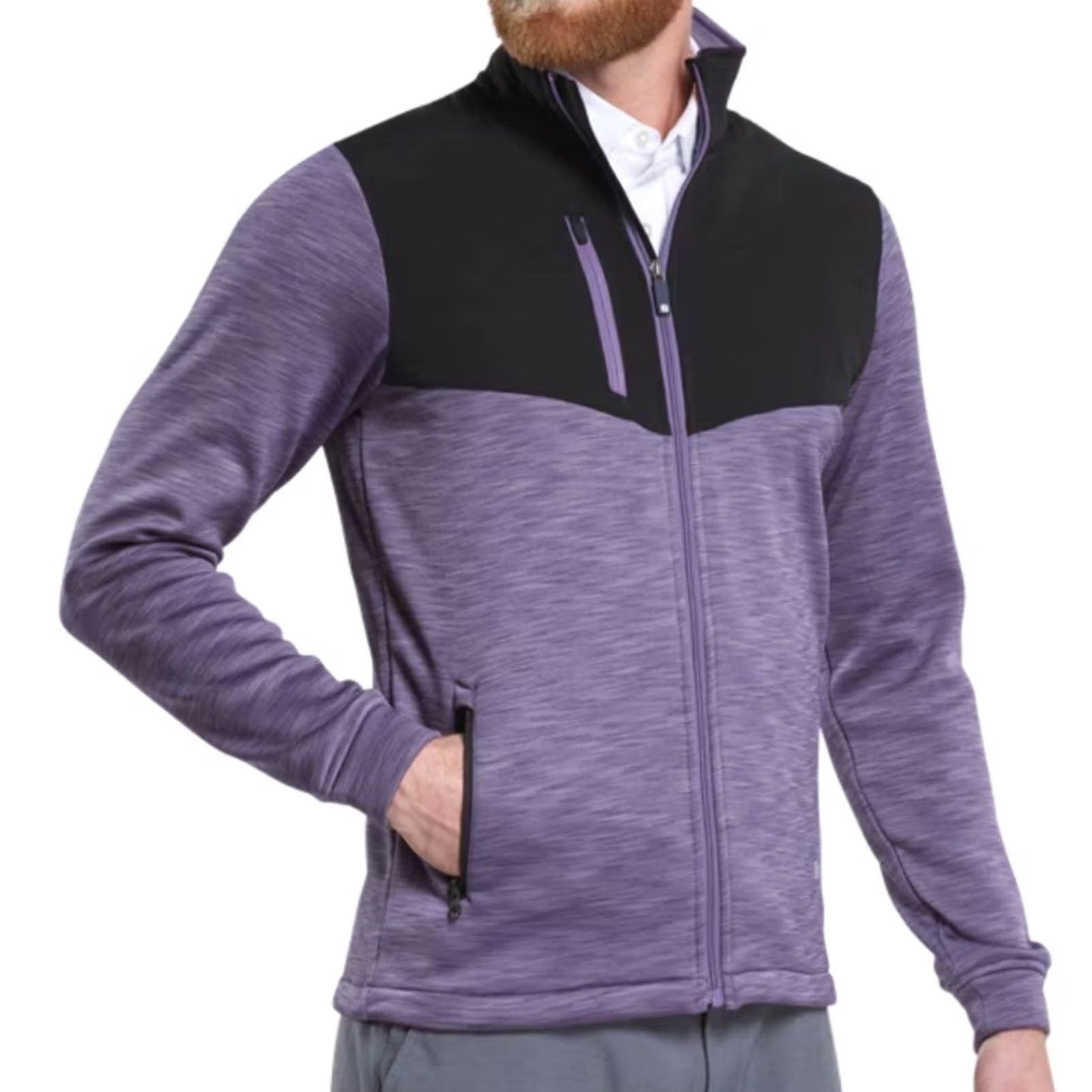 Footjoy FootJoy ThermoSeries Hybrid Midlayer Jacket Mens Medium Purple Full Zip Golf Size US M / EU 48-50 / 2 - 2 Thumbnail