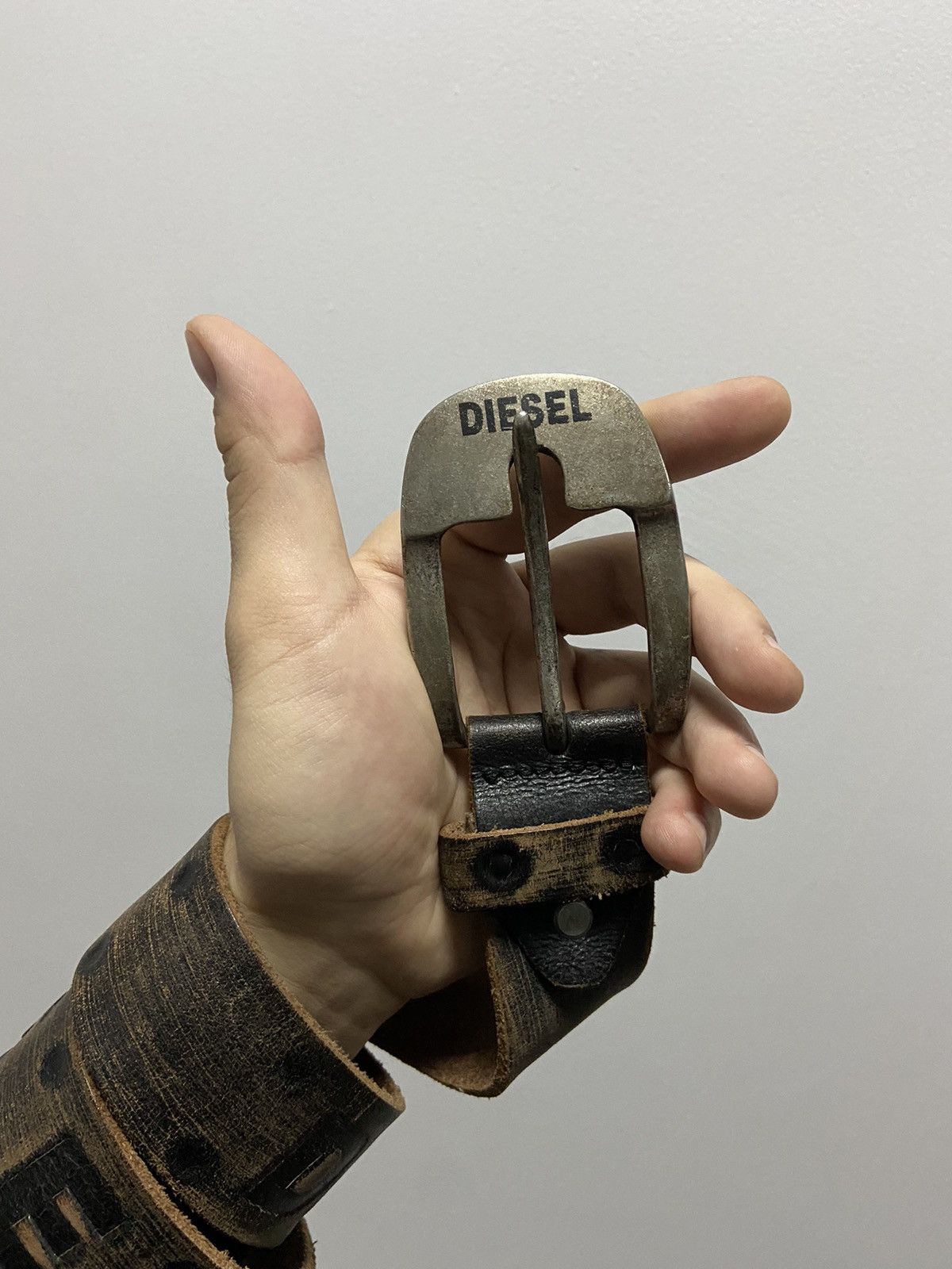 Diesel × Vintage Diesel Belt Vintage big logo leather Size ONE SIZE - 3 Thumbnail