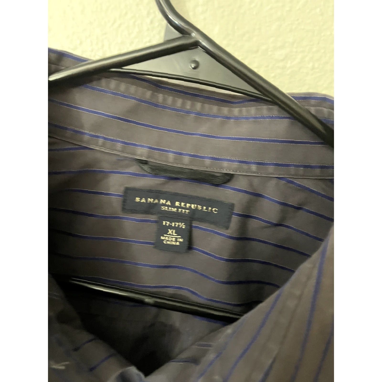 Banana Republic Banana Republic Slim Fit Button-Up Shirt XL Purple Striped Men's Size US XL / EU 56 / 4 - 2 Thumbnail