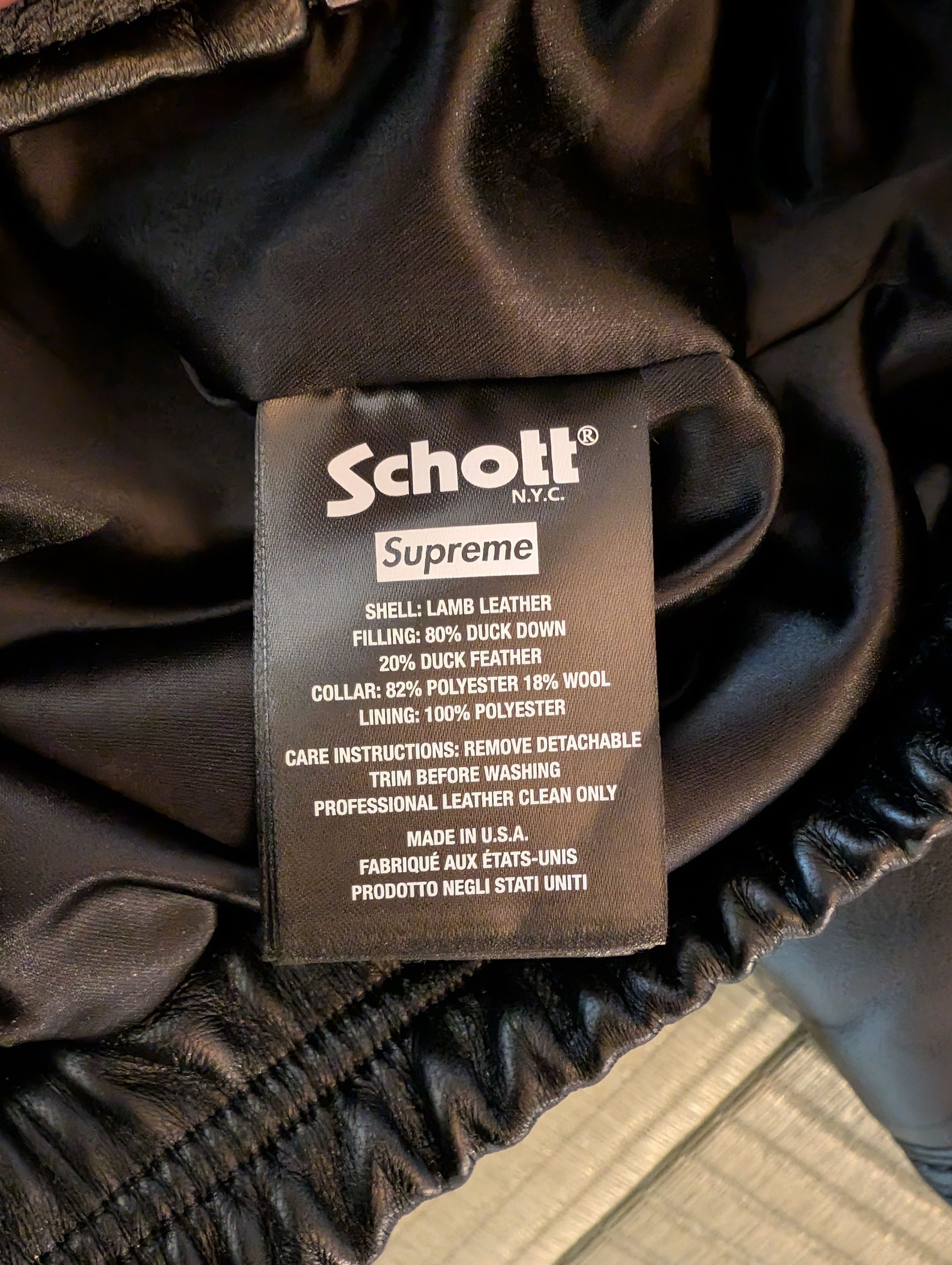 Schott × Supreme Supreme Schott Chevron Leather Down Puffer Jacket Size US L / EU 52-54 / 3 - 7 Thumbnail