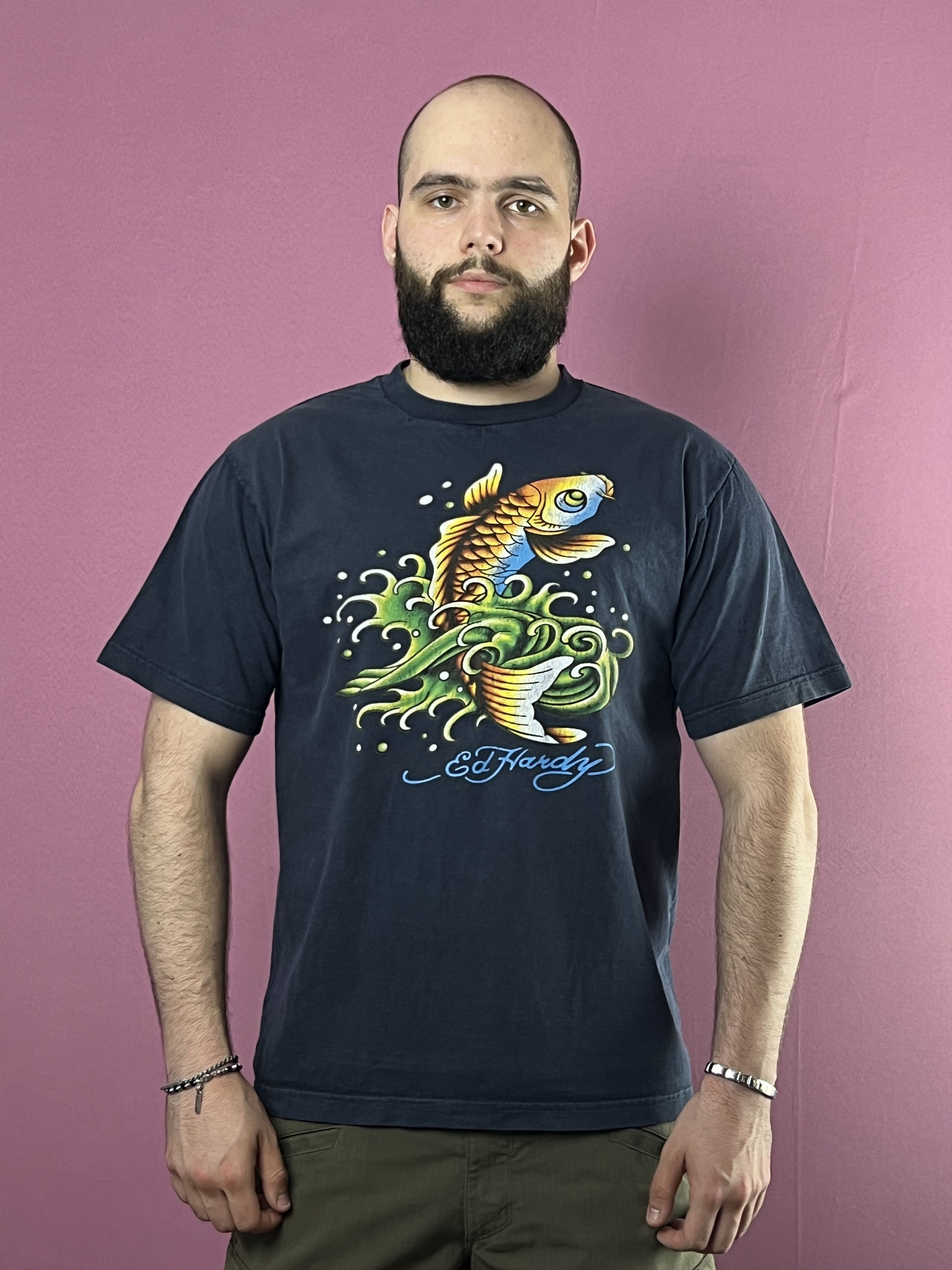 【雰囲気抜群❗️】00's Ed Hardy 鯉 和柄 黒 チビTシャツ Y2K 雰囲気抜群❗️】00's Ed Hardy 鯉 和柄 黒 チビTシャツ Y2K