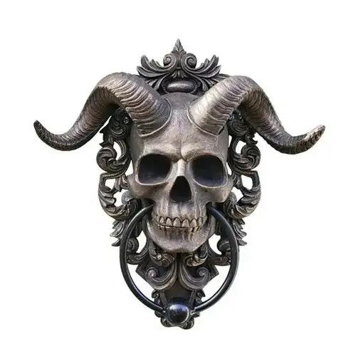VIBE Horned Skull Statue Hanging Doorknocker Size ONE SIZE - 2 Thumbnail