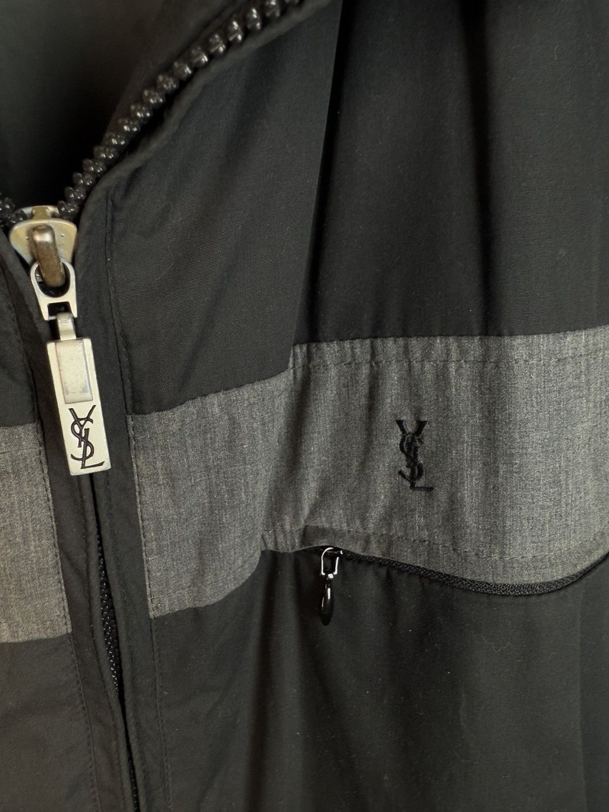 Warm YSL Jacket Black/Grey Autumn Bomber Vintage Luxury