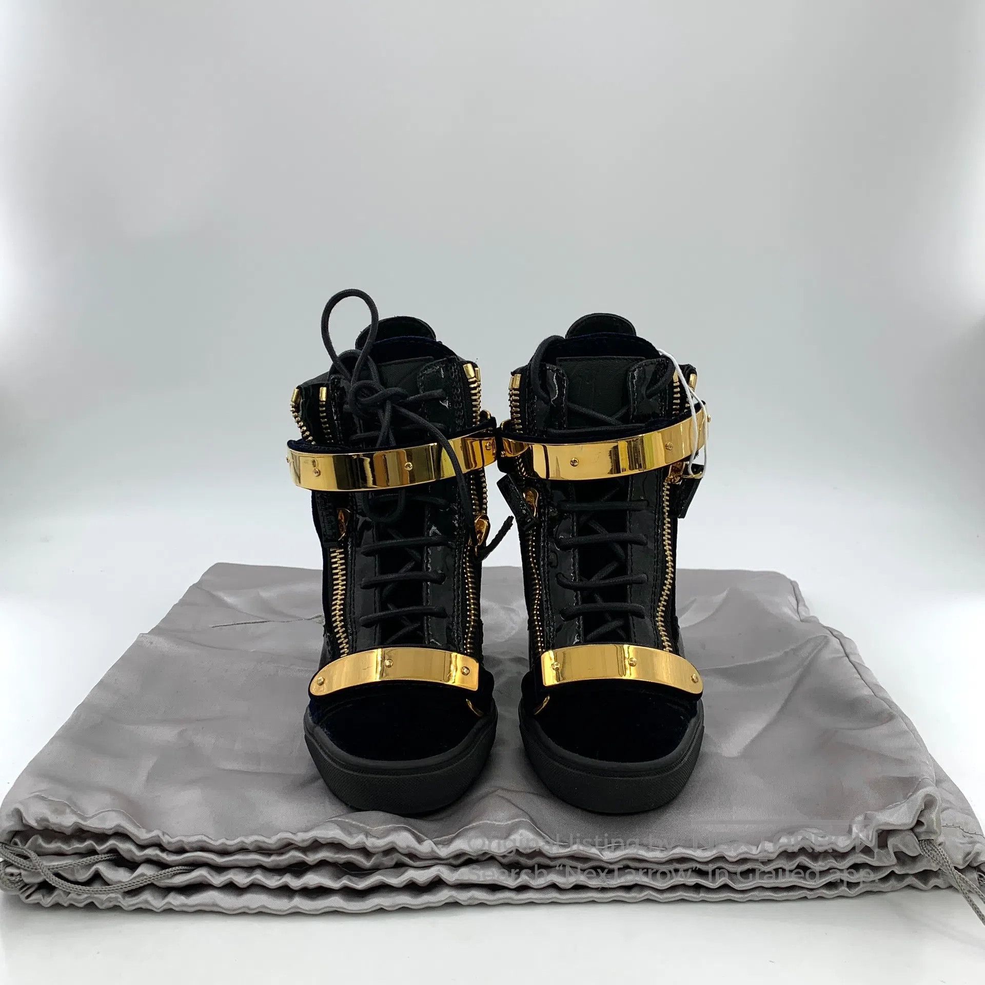 Giuseppe Zanotti Giuseppe Zanotti Black velvet double zipper design lace-up Size US 4.5 / IT 34.5 - 8 Thumbnail