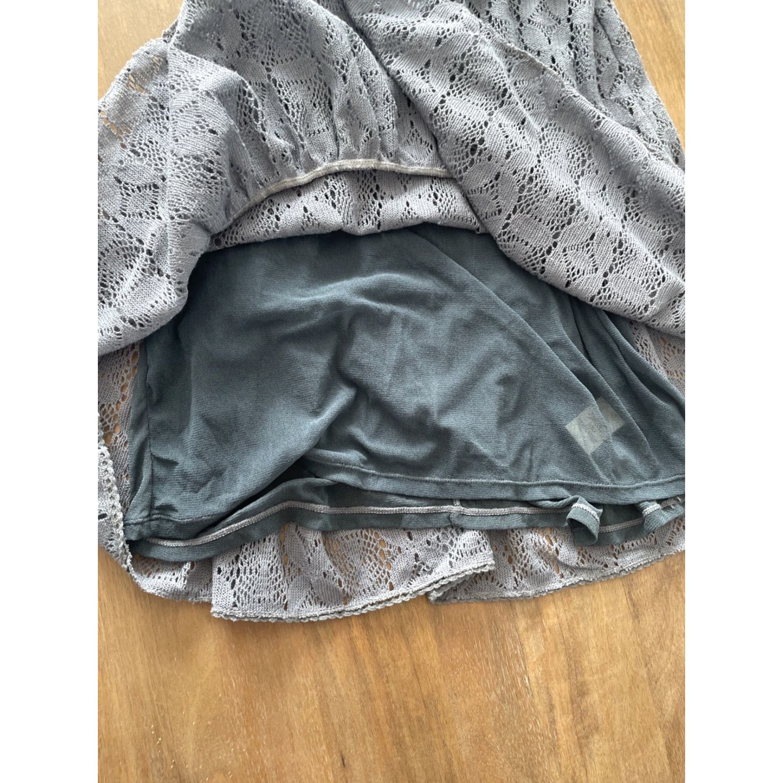 Free People Free People Dress Shirt? No, Free People Crochet Knit Cowl Neck Belted A-Line Shift Midi Dress Gray 4 Size S / US 4 / IT 40 - 4 Thumbnail