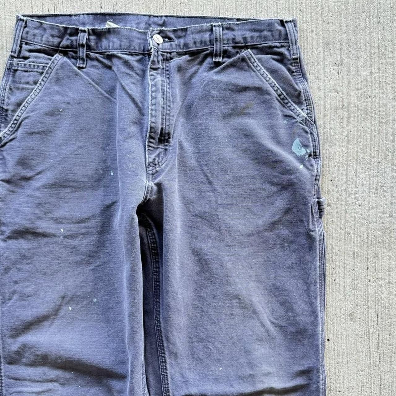 Carhartt Vintage 90s Canvas Carhartt Blue/Grey Distressed Pants Size US 34 / EU 50 - 6 Thumbnail