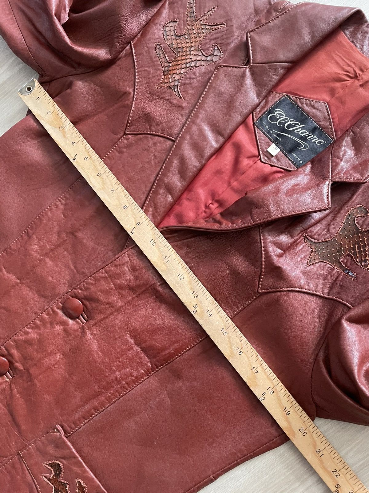 Vintage Vtg El Charro Western Leather Jacket Blazer Snakeskin Sz 38 Size US M / EU 48-50 / 2 - 9 Thumbnail