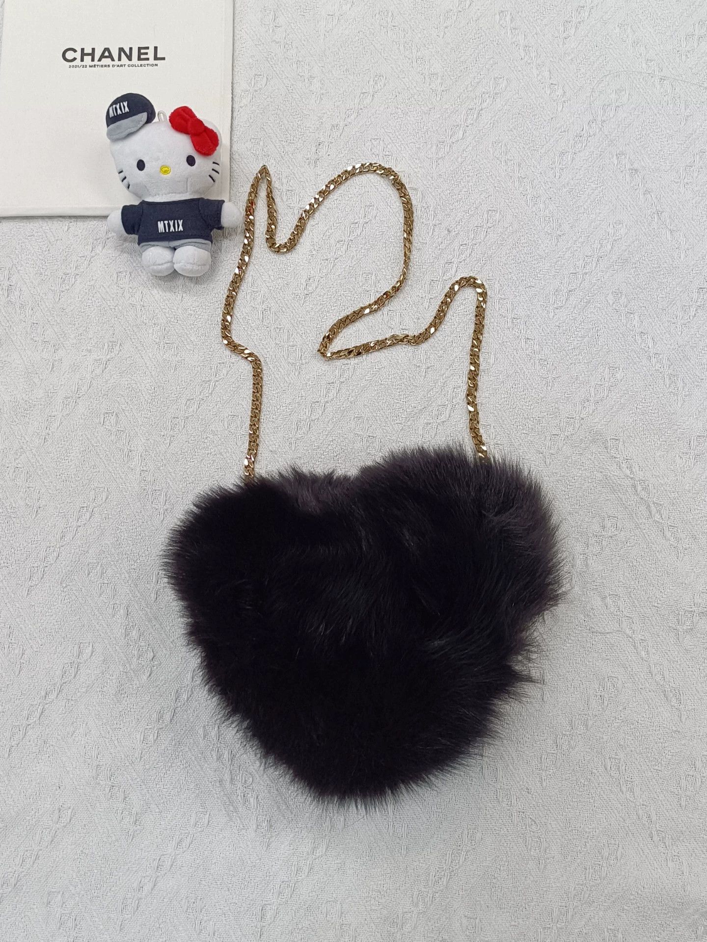 Other Les Petits Joueurs Black Heart Faux Fur Chain Bag Size ONE SIZE - 2 Thumbnail
