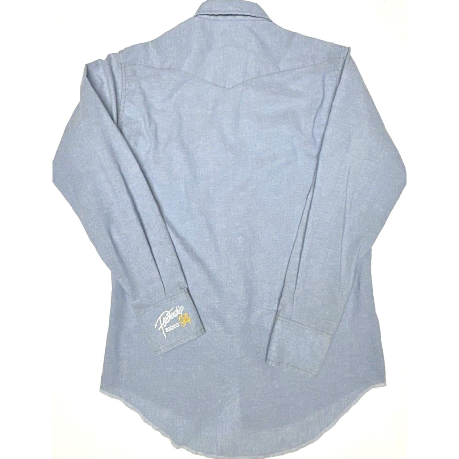Wrangler Wrangler Western Shirt Men 15.5-34 Blue Chambray Pearl Snap Long Sleeve Logo Shirt Size US L / EU 52-54 / 3 - 4 Thumbnail