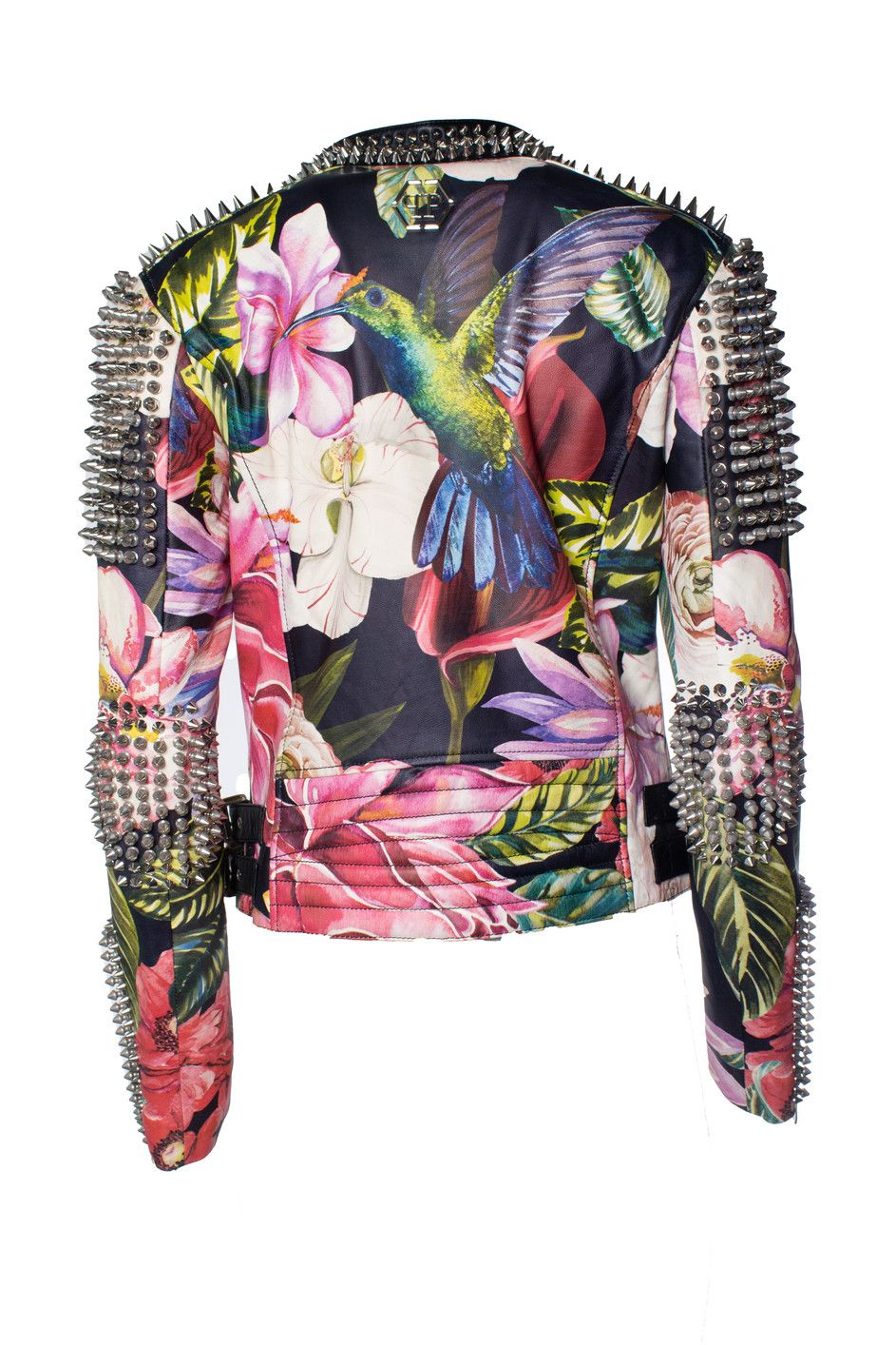 Philipp Plein Philipp Plein, floral leather biker jacket Size S / US 4 / IT 40 - 3 Thumbnail