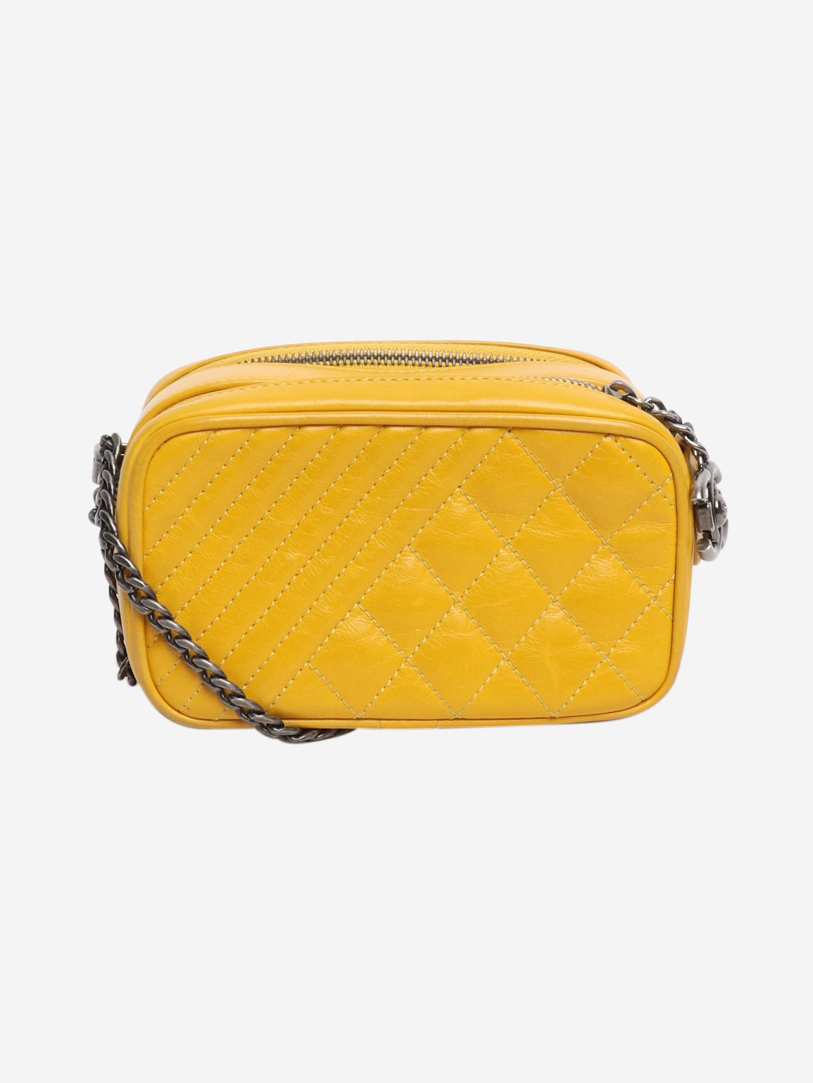 Chanel Yellow 2014 small Coco Boy lambskin quilted camera bag Size ONE SIZE - 1 Thumbnail