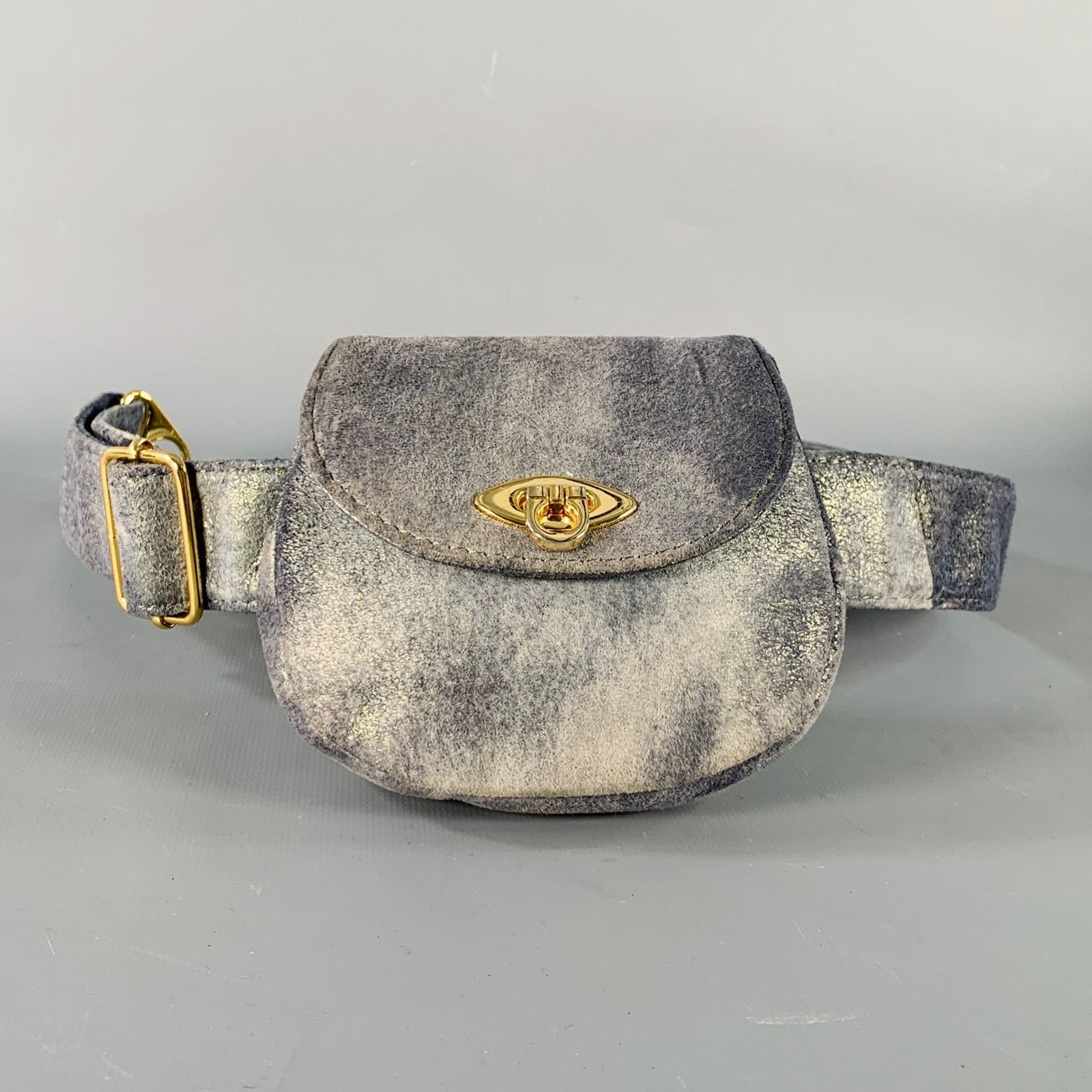 Other JAMES DRAKE Grey Gold Metallic Leather Micro Belt Bag Size ONE SIZE - 1 Thumbnail
