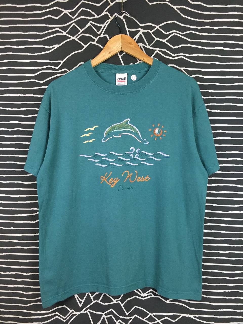 Anvil × Vintage Vtg 90s 00s Key West Florida Dolphin Ocean Sunset Tee Size US L / EU 52-54 / 3 - 1 Thumbnail