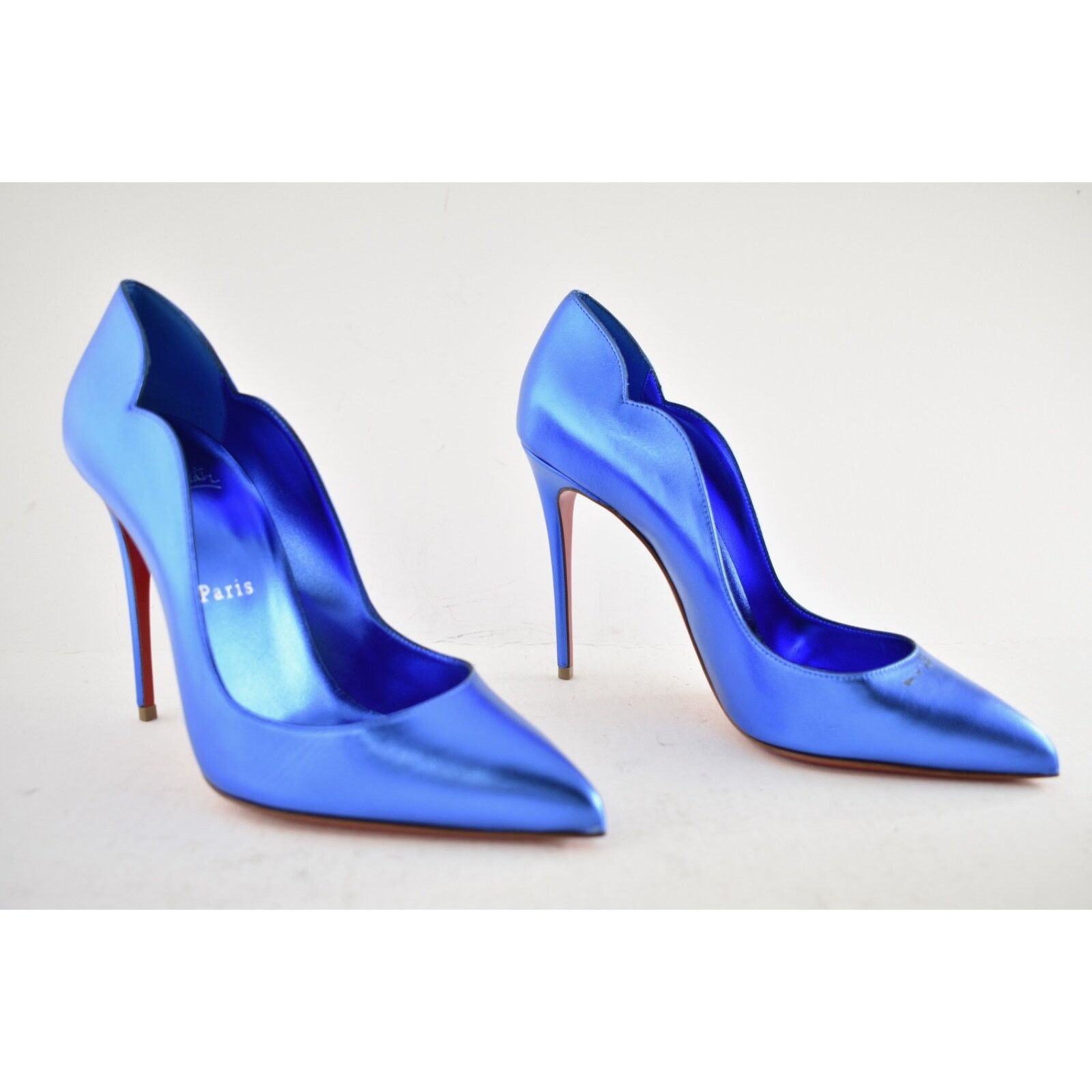 Christian Louboutin Christian Louboutin Hot Chick 100 Alize Blue Leather Pointed Size US 7 / IT 37 - 4 Thumbnail