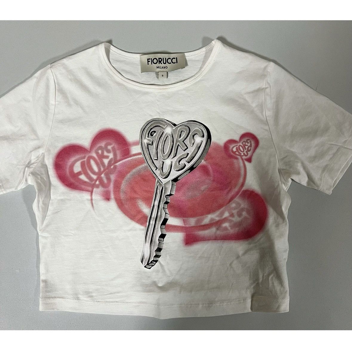 Fiorucci Fiorucci ‘Love Is Key’ Airbrush Shirt Blouse Tee Size S 🎀✨ Size S / US 4 / IT 40 - 3 Thumbnail