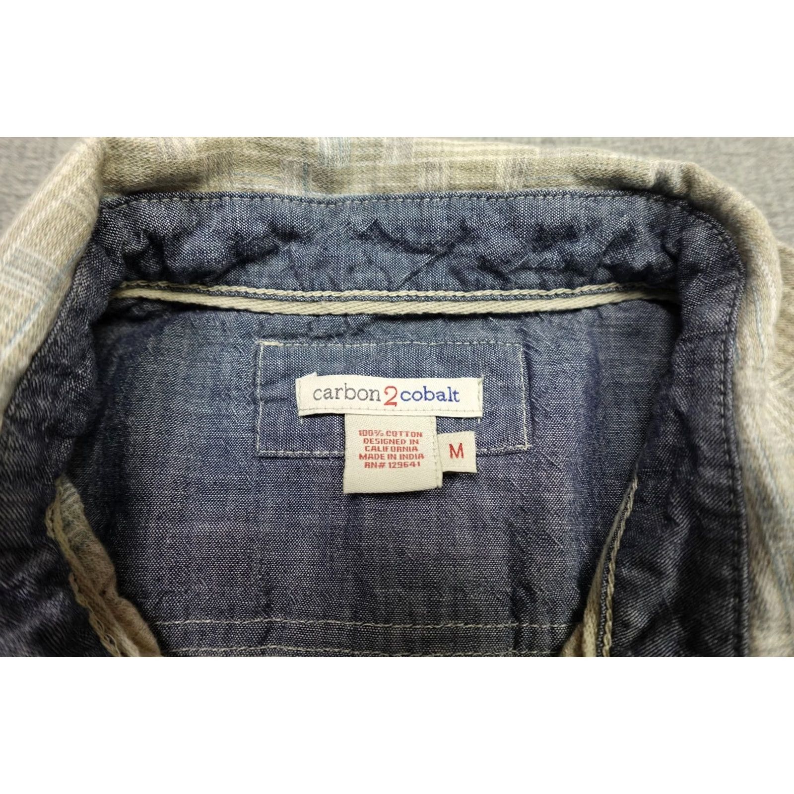 Carbon2Cobalt Carbon2Cobalt Shirt Mens M Gray Blue Plaid Long Sleeve Button Up Cotton Size US M / EU 48-50 / 2 - 2 Thumbnail