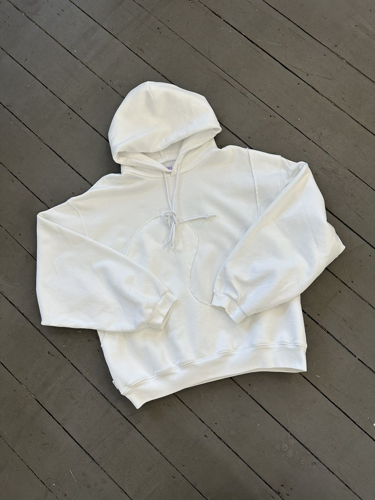 image of Erl Swirl Hoodie Cut Off Edge ‘White’, Men's (Size Large)