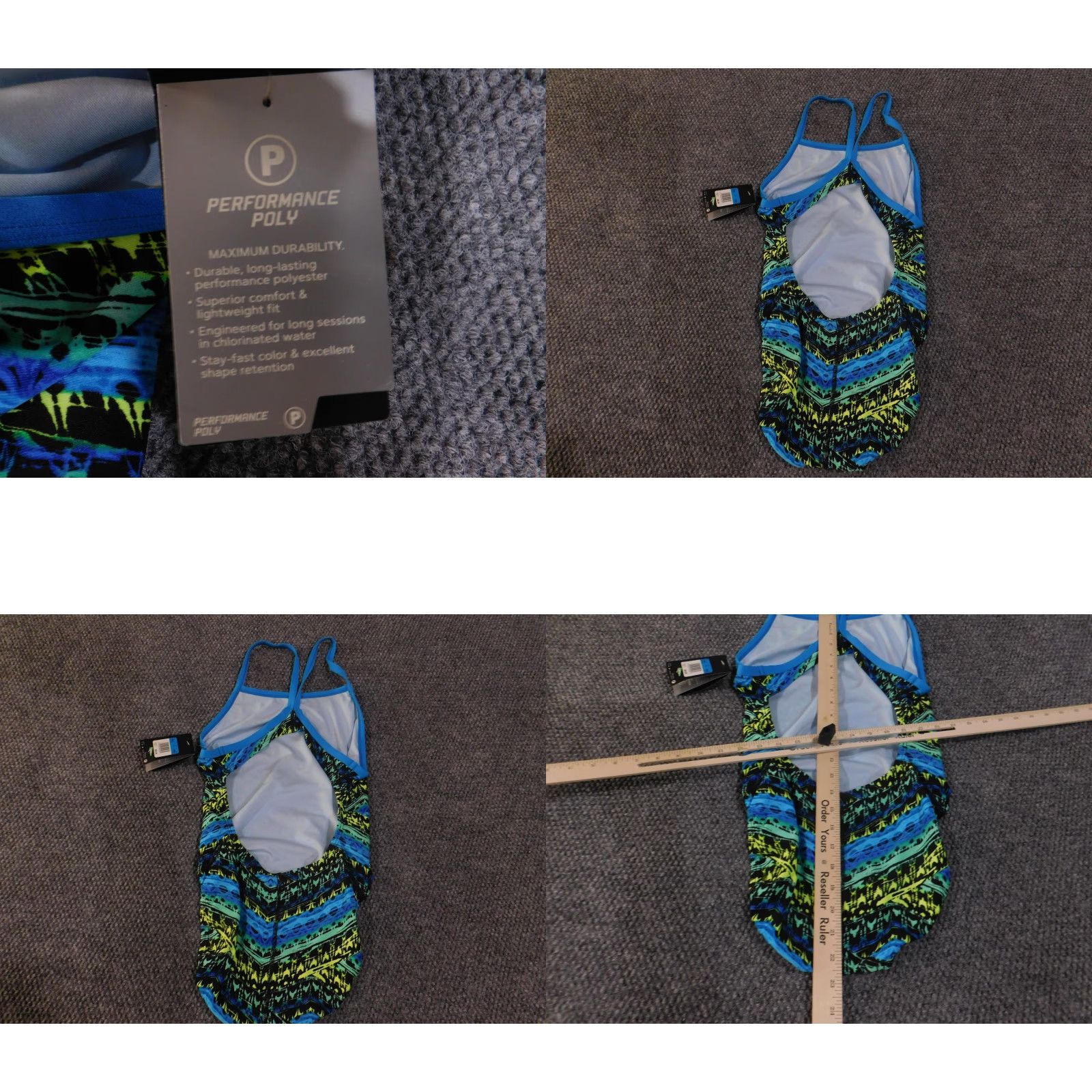 Nike Nike Swimsuit Womens 36 Blue Green Black Performance Poly Swim NESS5013 Training Size ONE SIZE - 8 Thumbnail