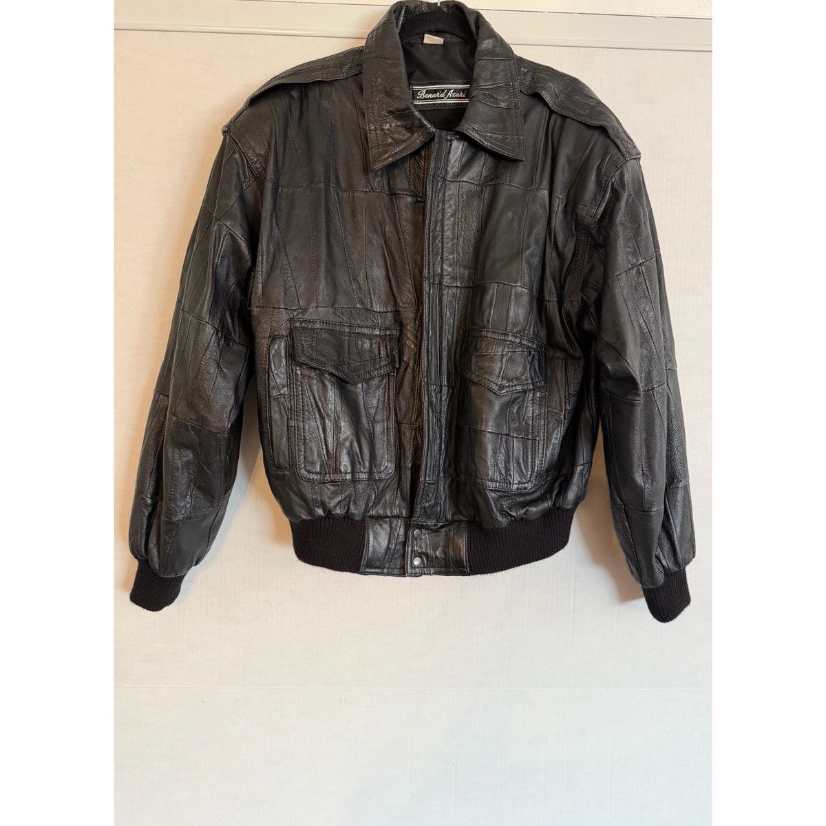 Vintage VINTAGE BLACK PATCHWORK BOMBER LEATHER JACKET Size US M / EU 48-50 / 2 - 1 Thumbnail