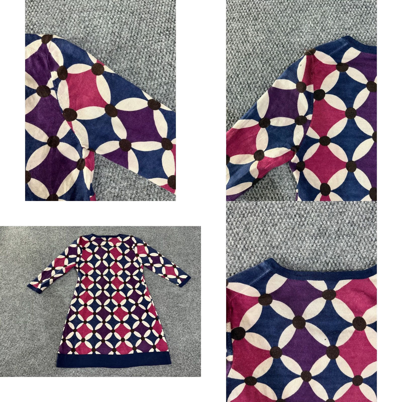Boden Boden Womens Dress 14 Blue Navy Pink Geometric Long Sleeve Knit Casual Round Neck Pullover Knee Length Cotton Knit Sundress Womens Daywear Girls Mens Size XL / US 12-14 / IT 48-50 - 9 Thumbnail