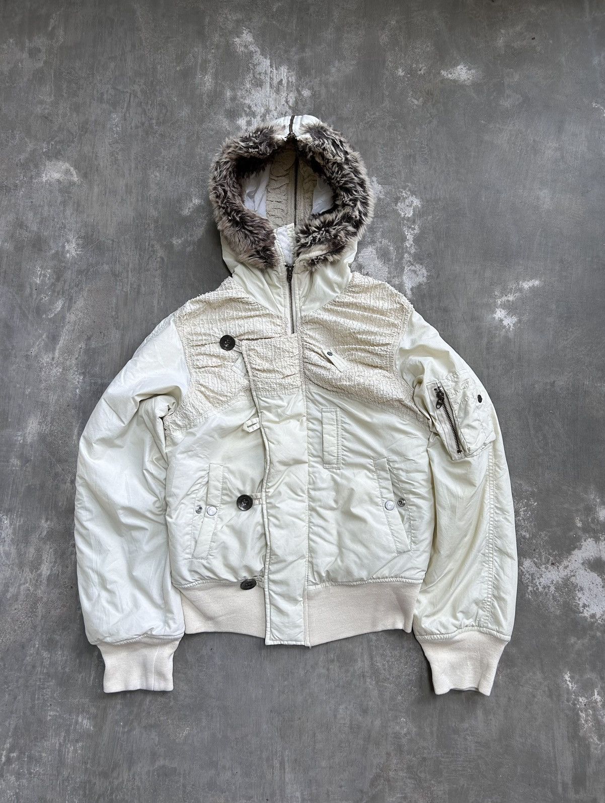 トップス 00s diesel reversible fur vest jacket Women's Vest in foil-coated ripstop | Silver | Diesel