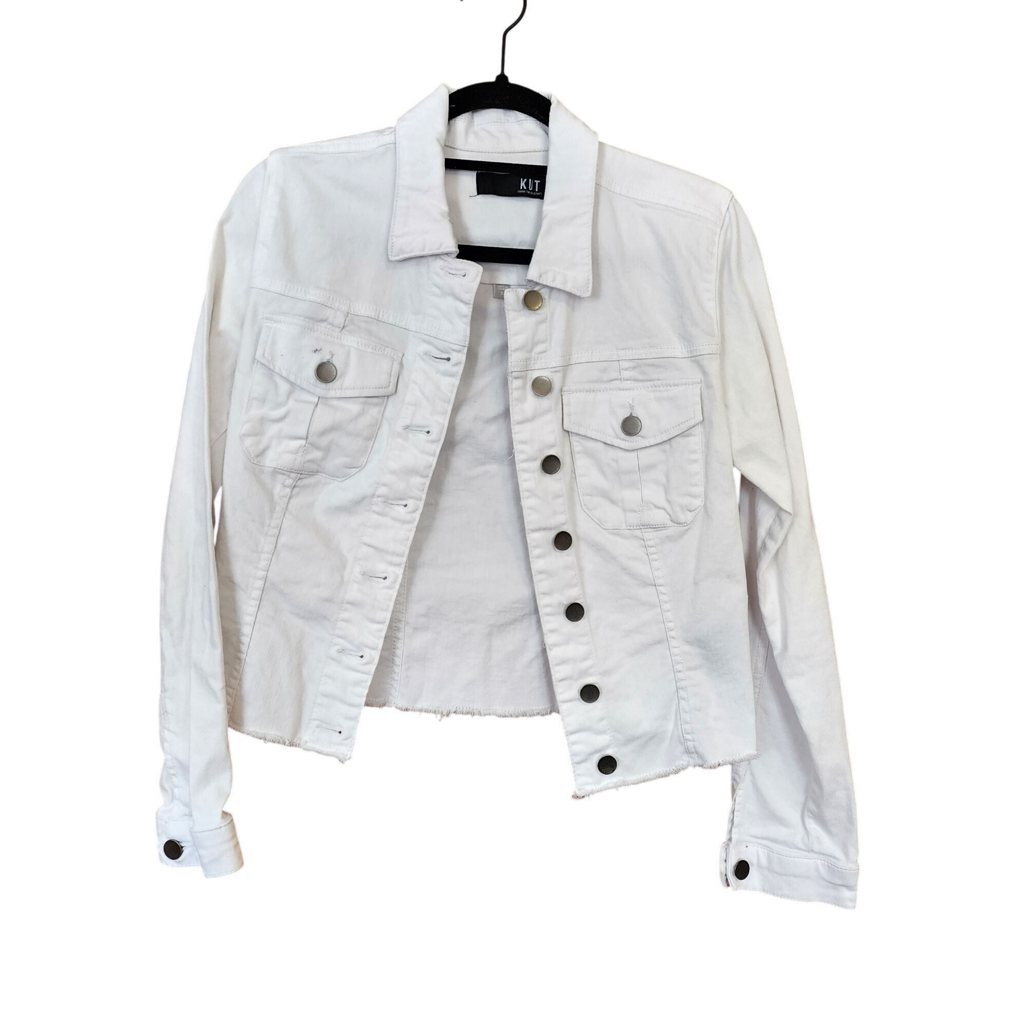 Other Kut from The Kloth Kara Frayed Denim Jacket Womens Size Smal Size S / US 4 / IT 40 - 1 Thumbnail