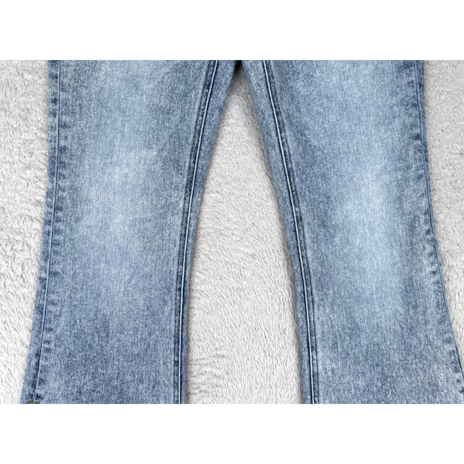 Vintage Flying Monkey Jeans Womens 24 Light Wash High Rise Button Fly Distressed Flare Jeans Size 42" / US 20 - 3 Thumbnail