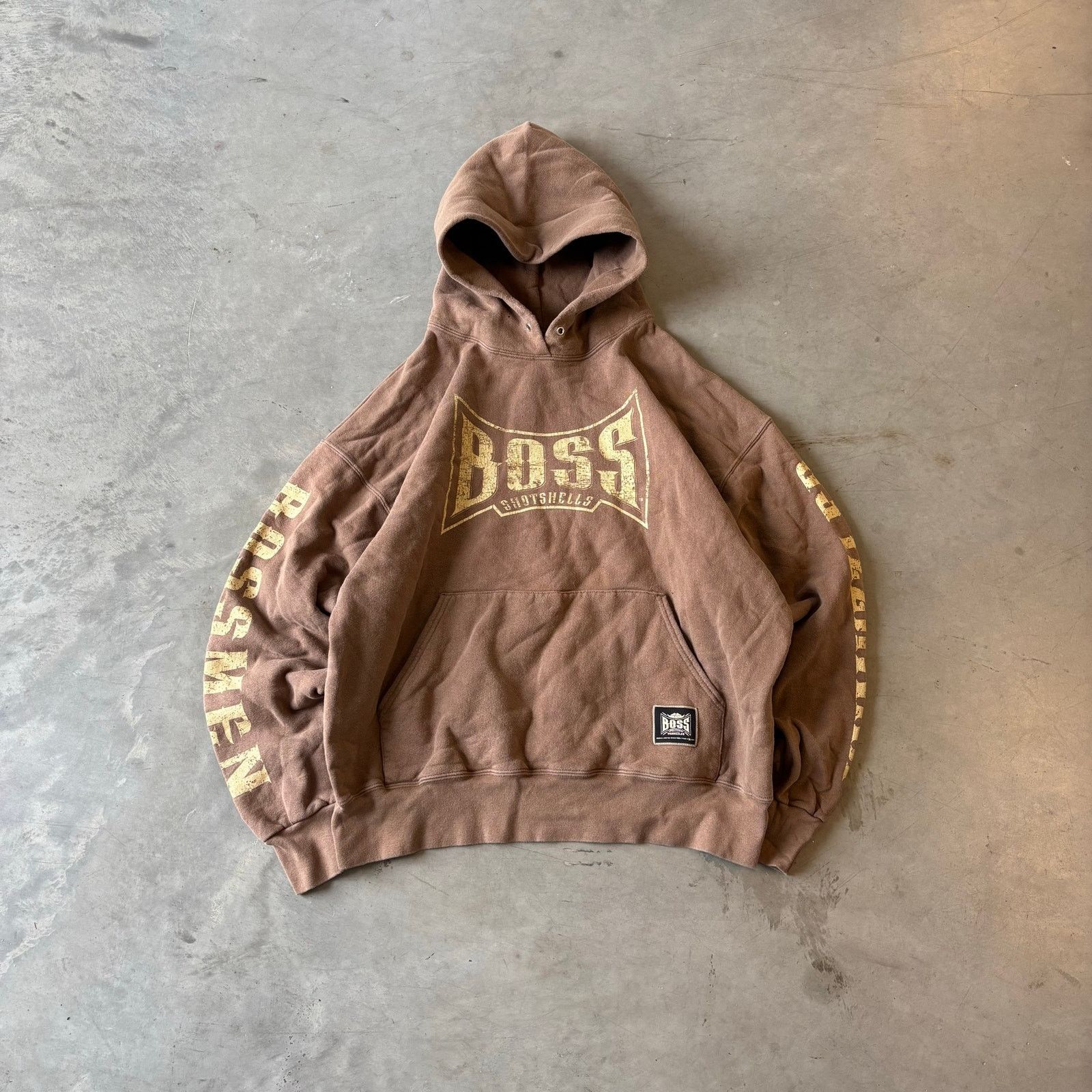 Vintage y2k brown earthtone boss spellout heavyweight hoodie Size US XL / EU 56 / 4 - 1 Thumbnail