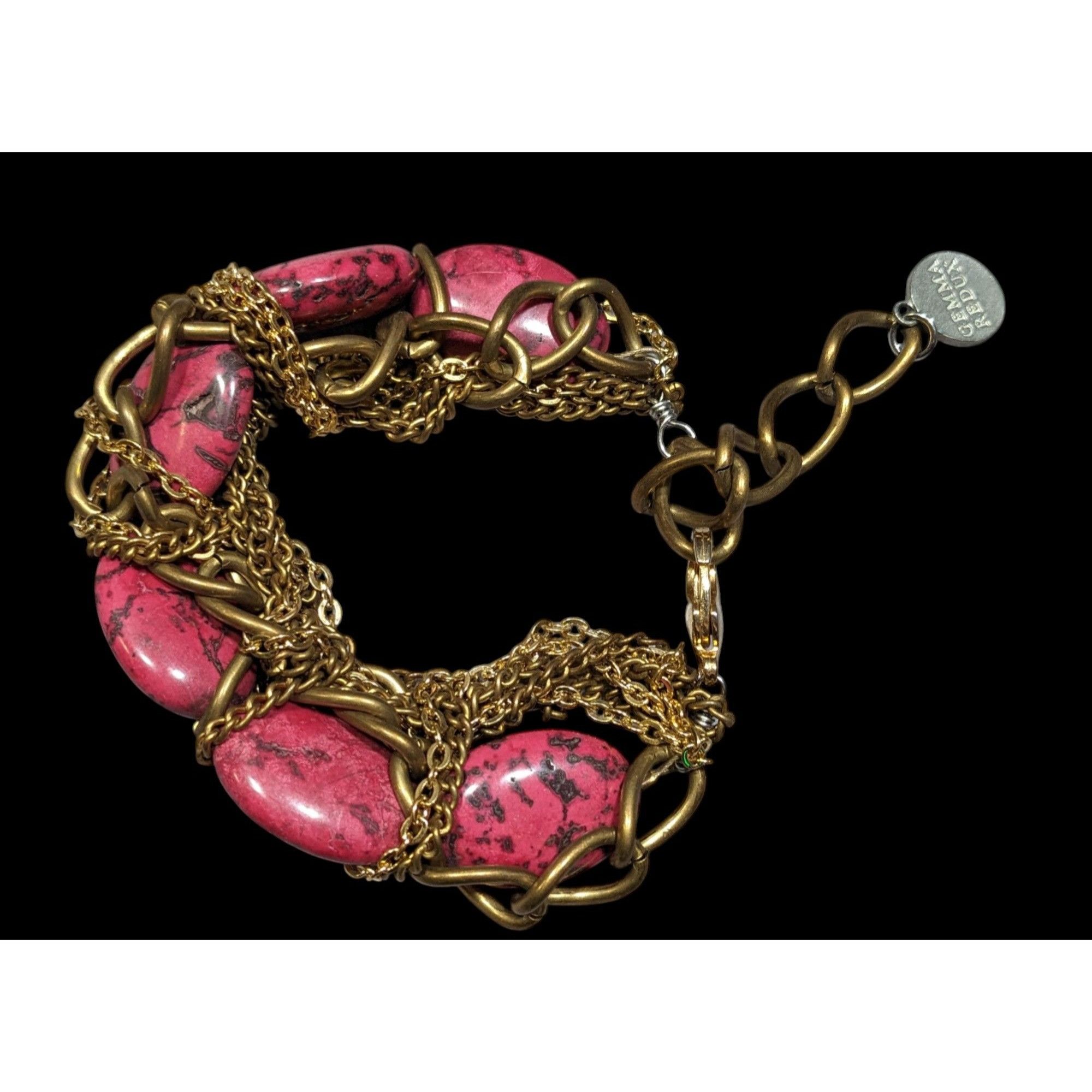 Other Gemma Redux HTF Pink Stone And Gold Tone Chain Bracelet Size ONE SIZE - 1 Thumbnail