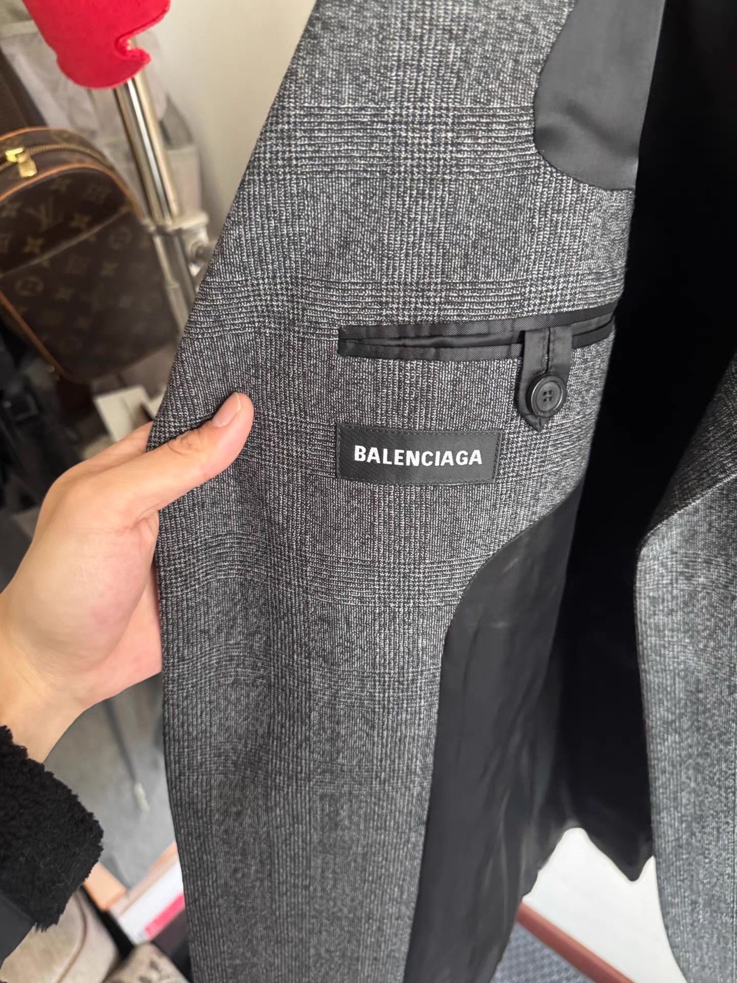 Balenciaga BALENCIAGA Hidden Button Plaid Wool Blazer Q17 Size 46R - 4 Thumbnail