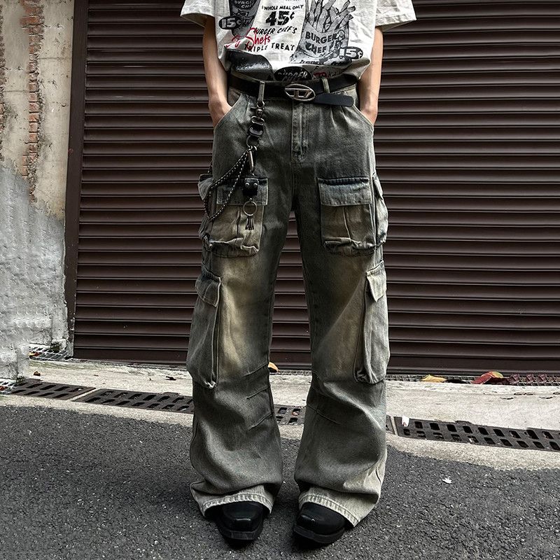 Jean × Vintage washed faded skate hiphop loose baggy cargo jeans Size US 33 - 2 Thumbnail
