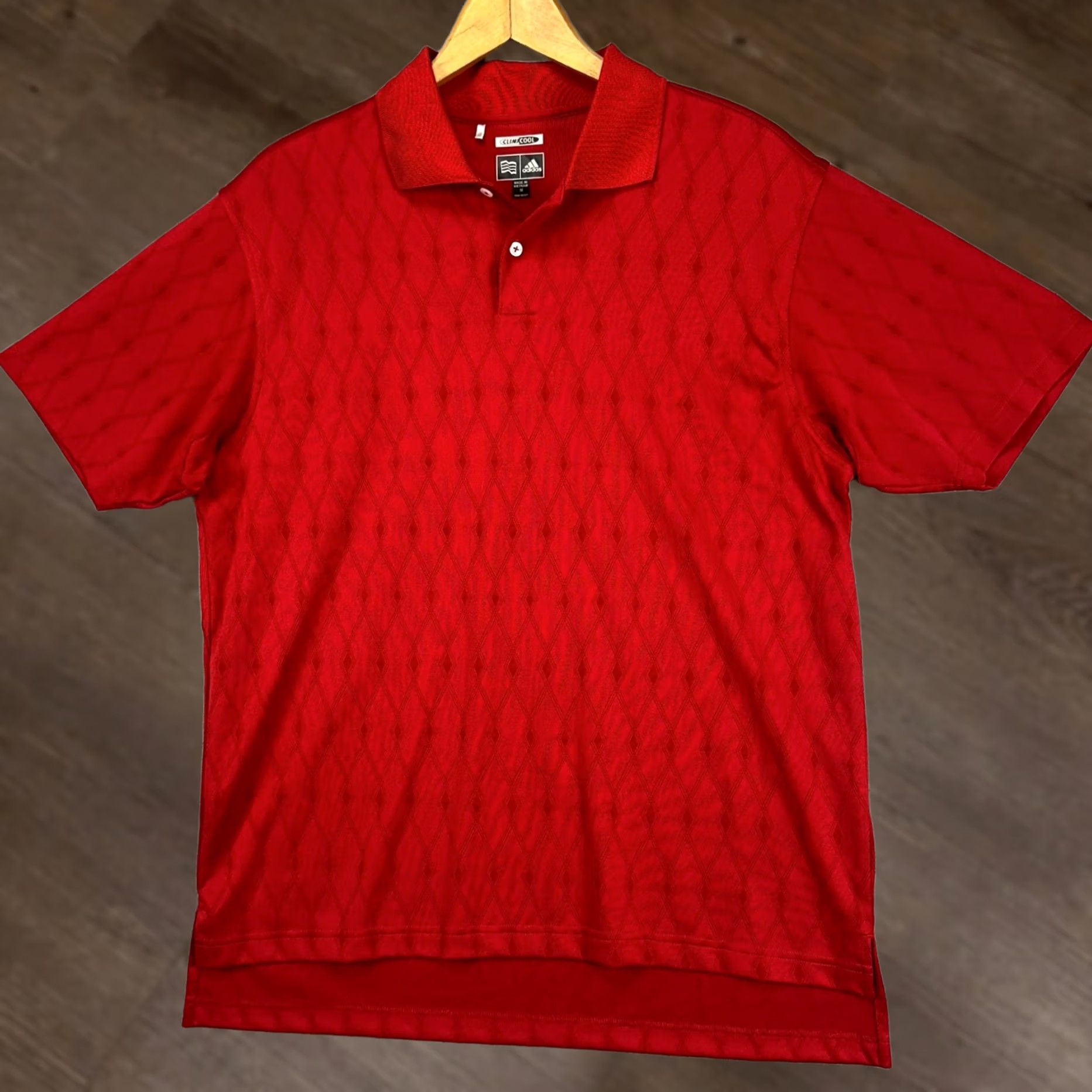 Adidas Adidas Climacool Mens Golf Polo Shirt Medium Red Geometric Athletic Rugby Size US M / EU 48-50 / 2 - 1 Thumbnail