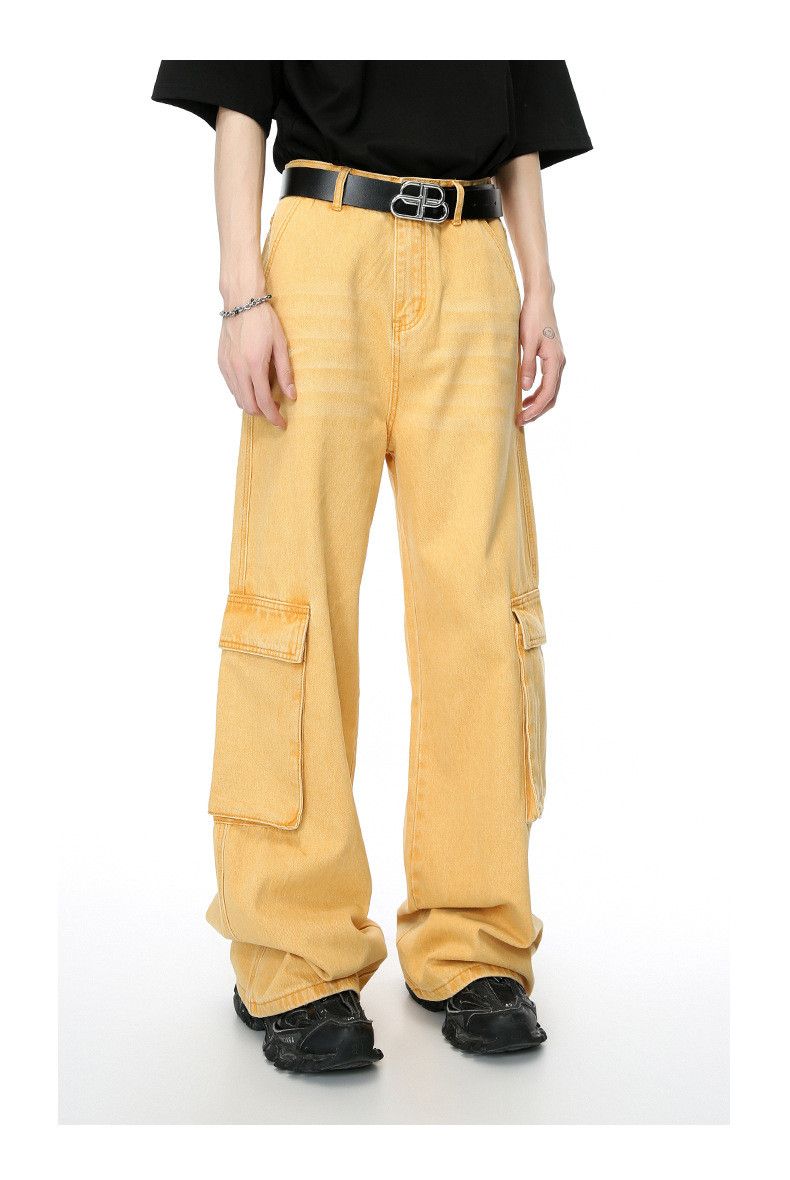 Japanese Brand × Jean Retro loose straight yellow workwear jeans Size US 32 / EU 48 - 3 Thumbnail