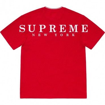 image of Supreme Stripe Rib Waffle Top Red Small Size Tee S/s, Men's