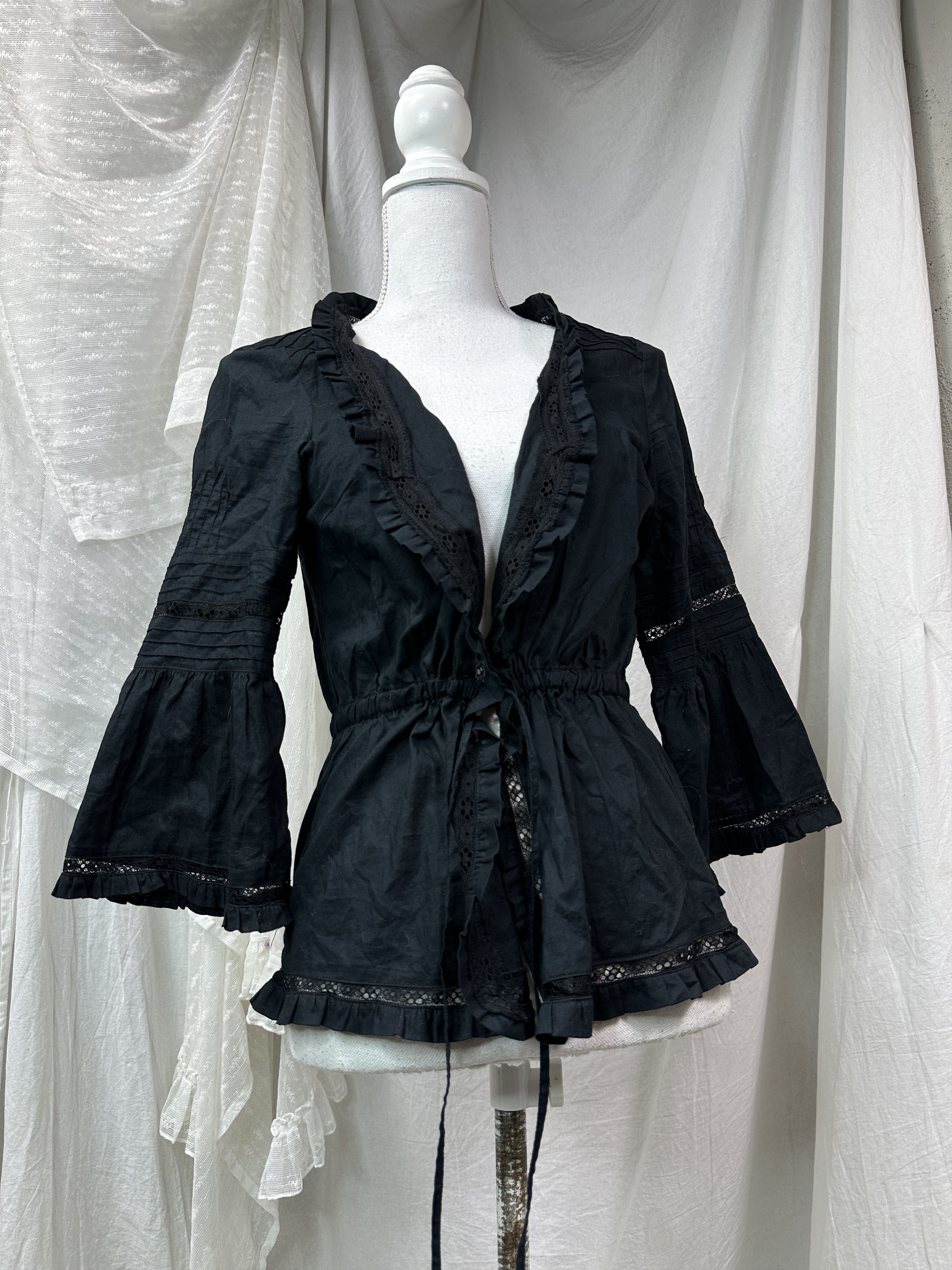 Vintage Vintage Gothic Romantic Sheer Lace Shirt Y2K Size L / US 10 / IT 46 - 1 Thumbnail
