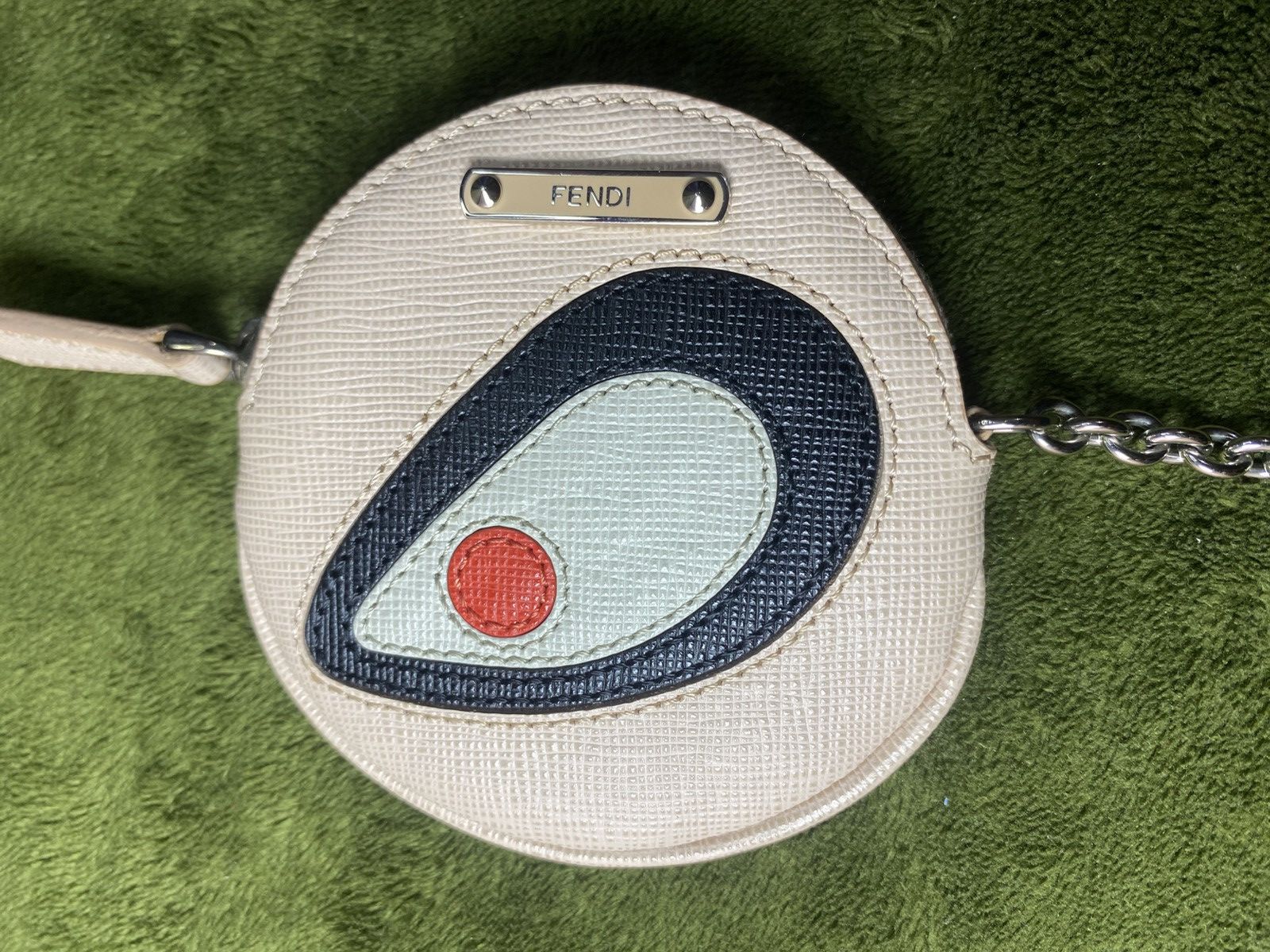 Designer × Fendi FENDI Monster Eye Round Coin Purse Keychain Leather Pink Size ONE SIZE - 3 Thumbnail