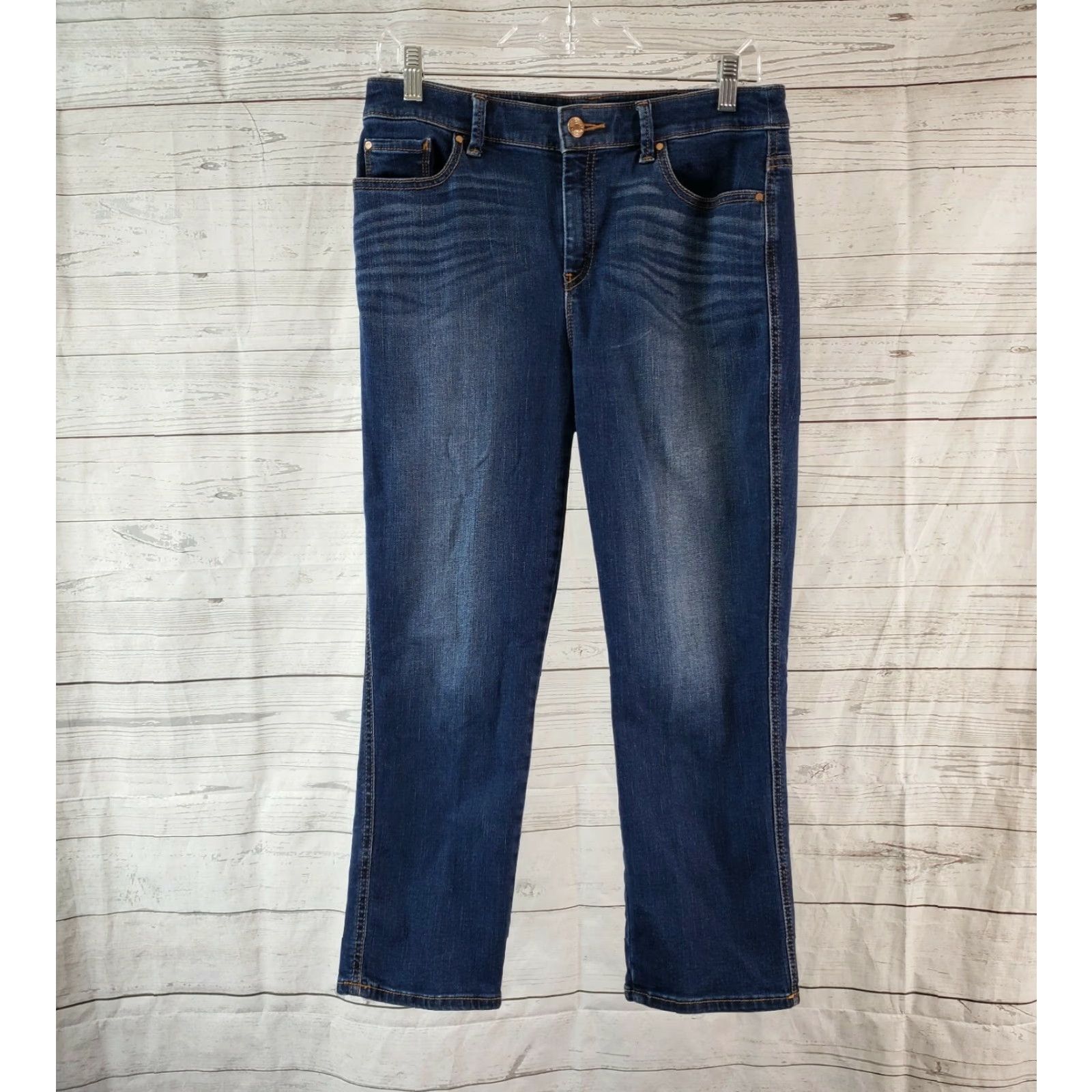 Vintage VINTAGE Chico's Platinum Womens Cropped Jeans Sz 4 Blue Dark Wash Mid Rise Jeans Crop Womens 4 Blue Dark Wash Cropped Size 27" / US 4 / IT 40 - 2 Thumbnail
