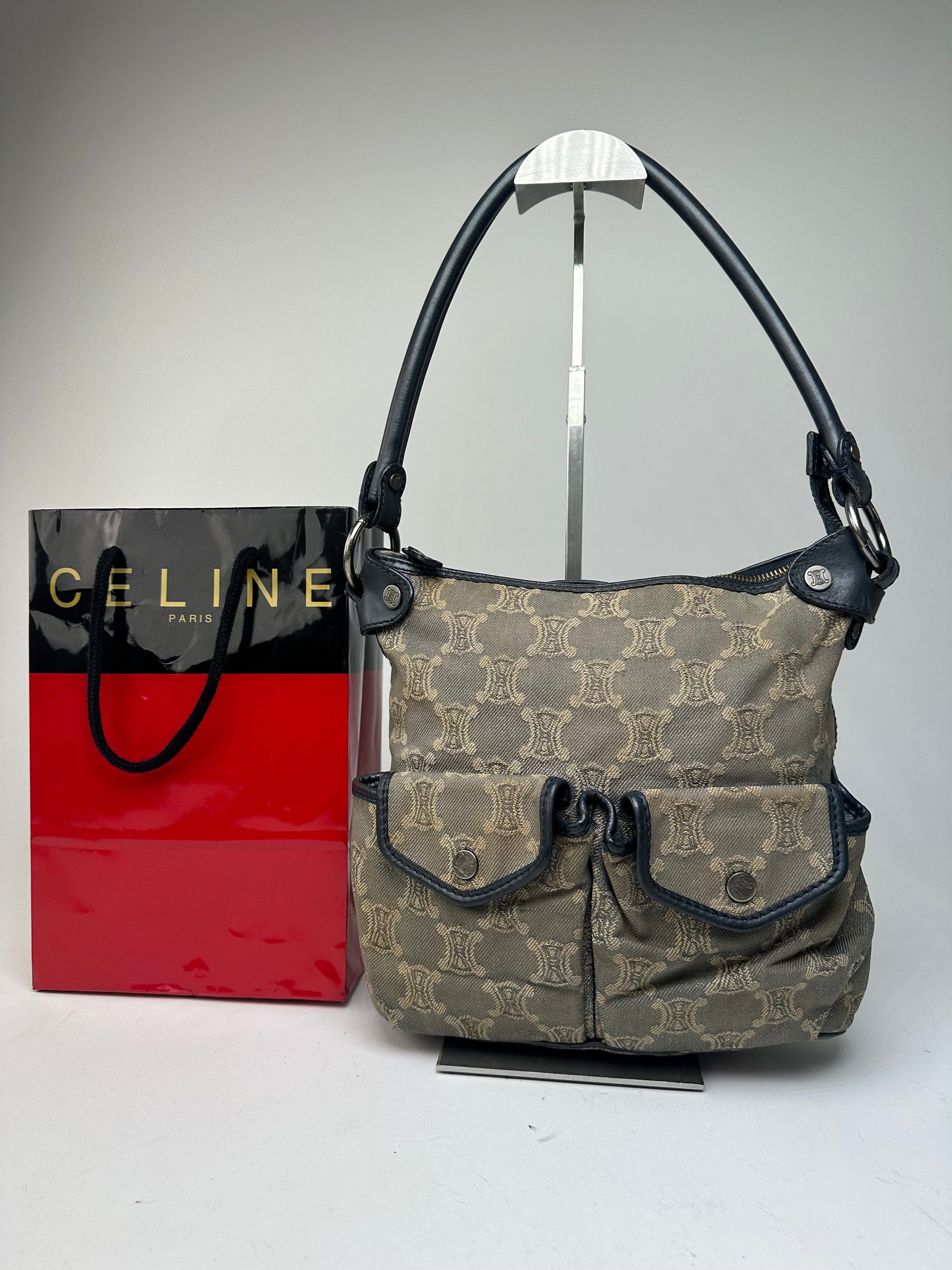 Celine Vintage Canvas Shoulder Bag Grey Size ONE SIZE - 1 Thumbnail