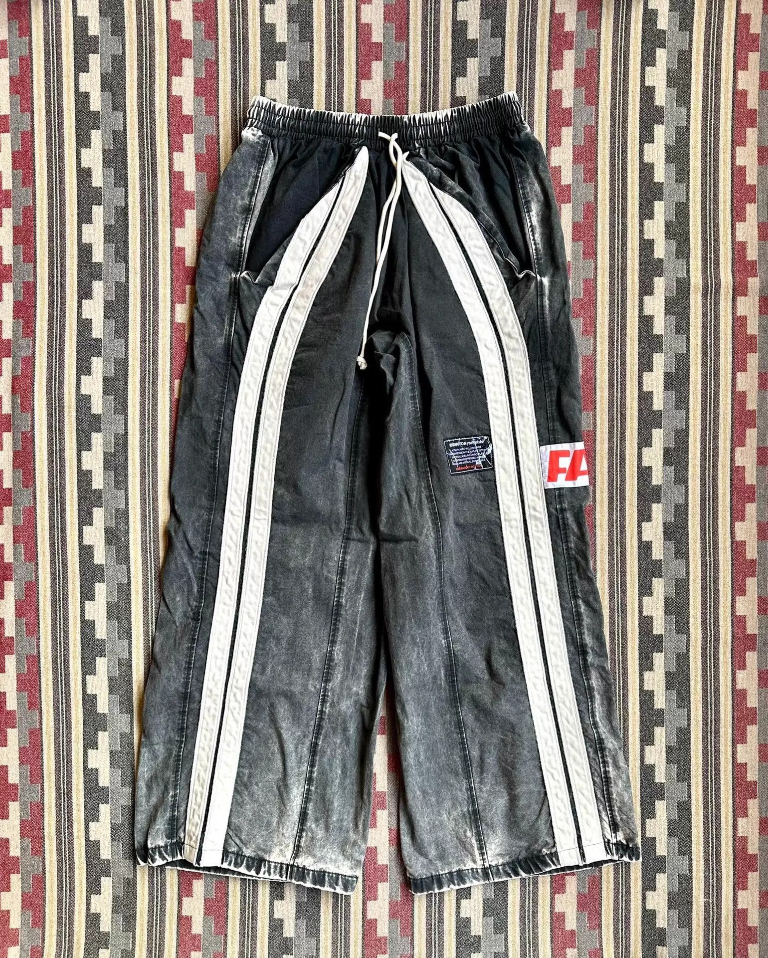 RRR-123 Gray Striped Casual Drawstring Pants Size US 36 / EU 52 - 1 Thumbnail