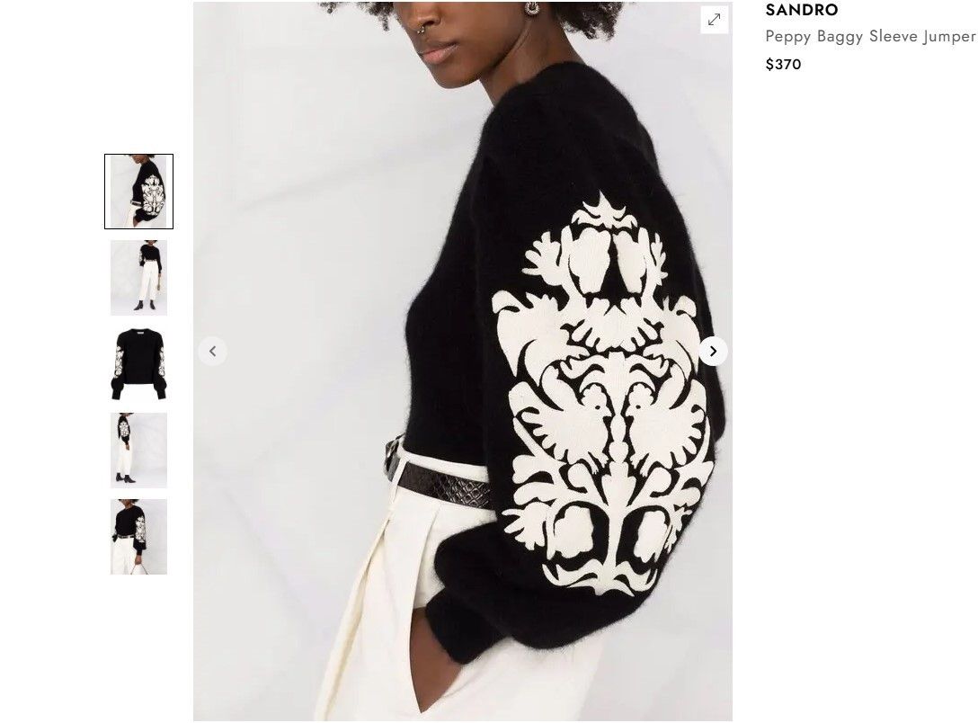 Sandro Sandro embroidered peppy baggy sleeve jumper. Size 2. Size S / US 4 / IT 40 - 4 Thumbnail
